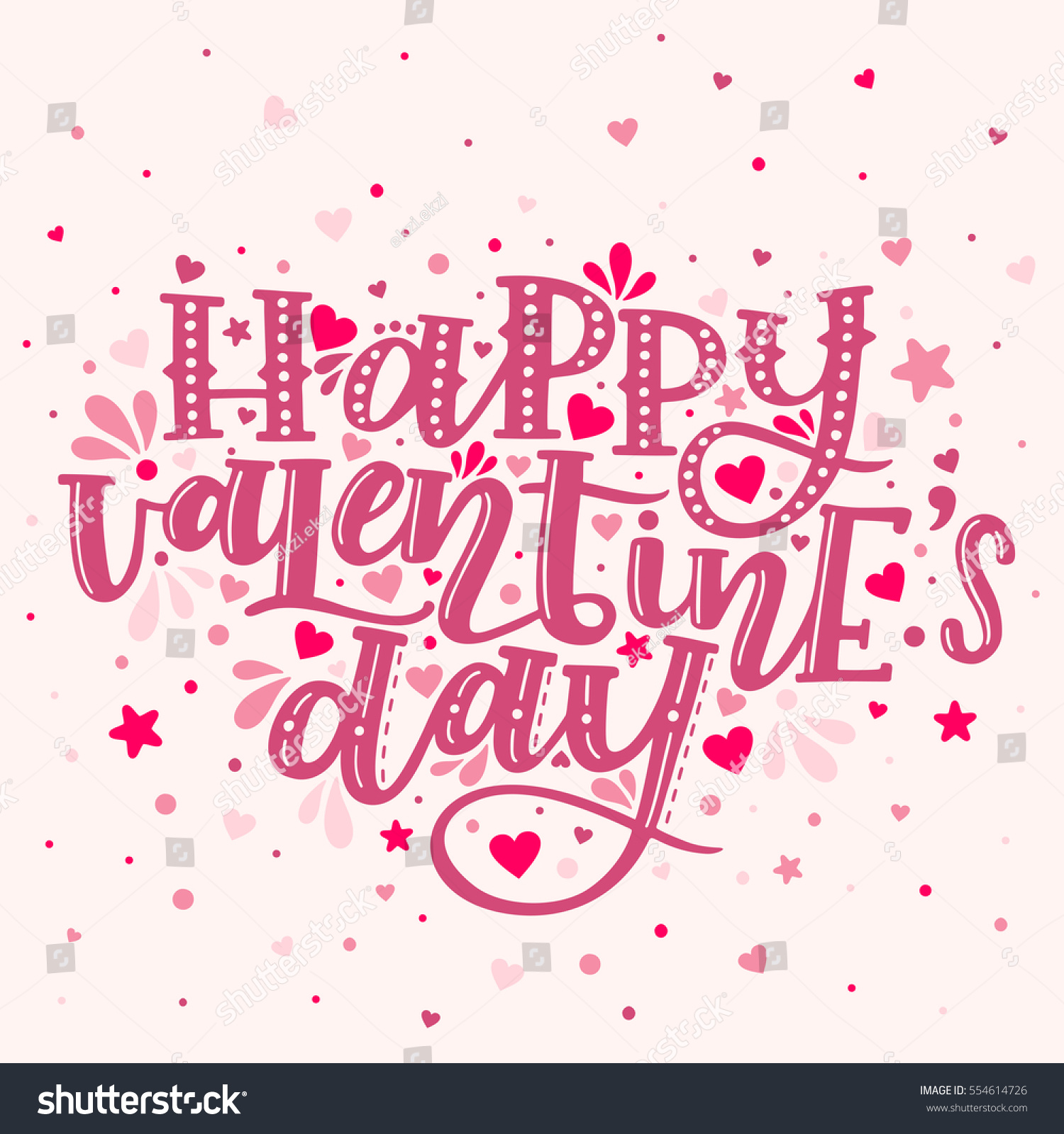 Happy Valentines Day Hand Lettering Decorative Stock Vector Royalty Free 554614726 Shutterstock