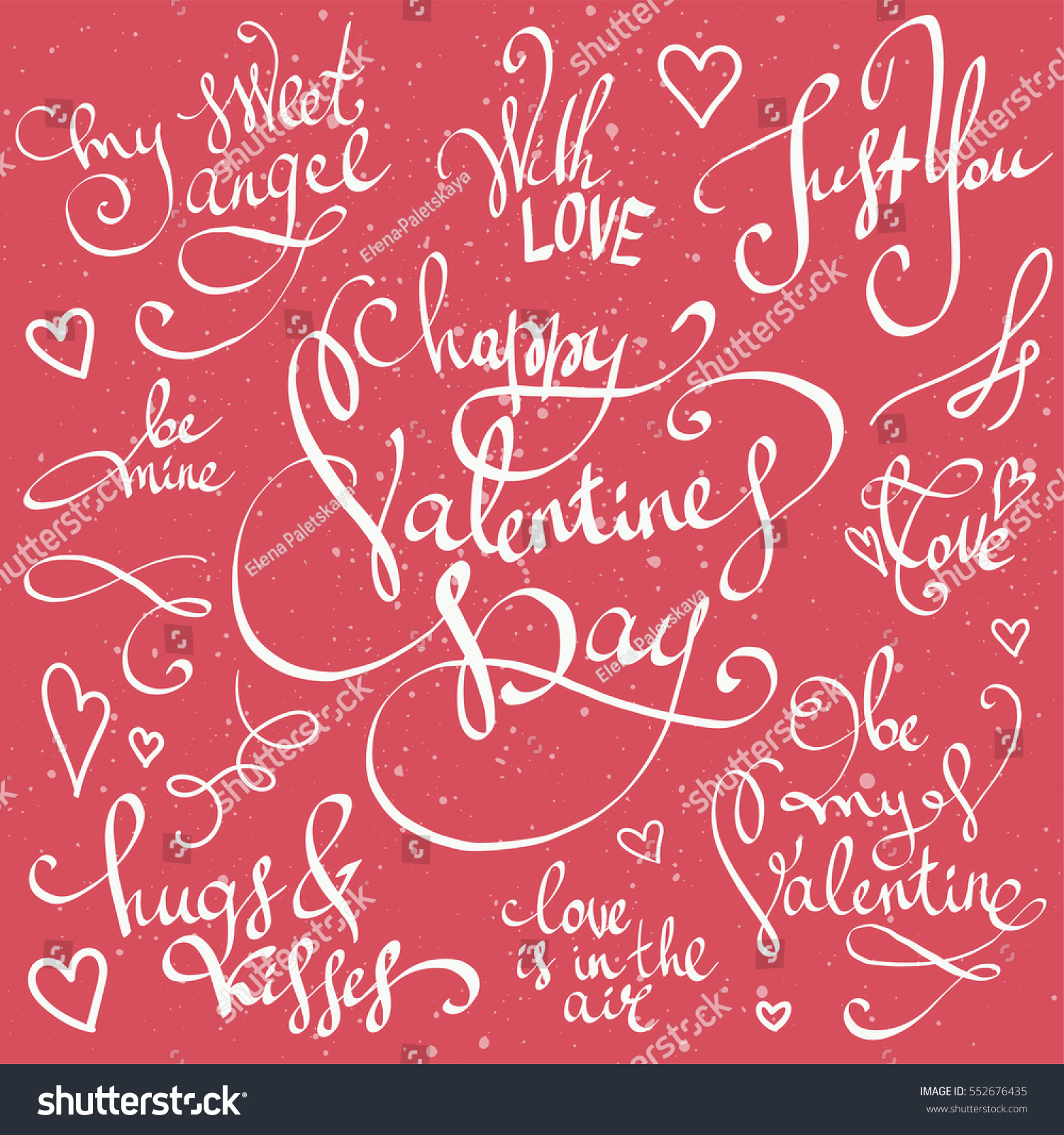 Happy Valentines Day Lettering Vector Set Stock Vector Royalty