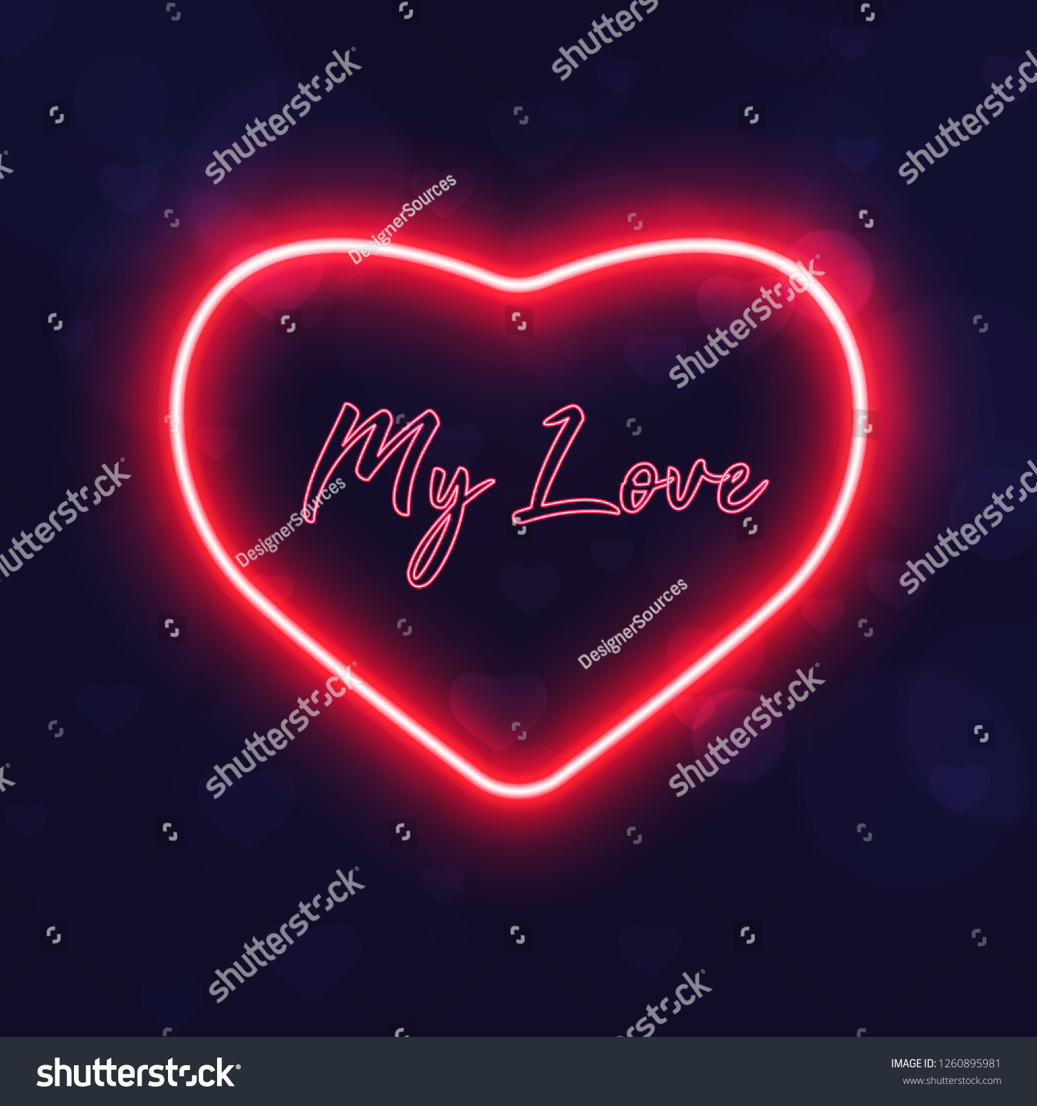 Happy Valentines Day My Love Neon Stock Vector Royalty Free