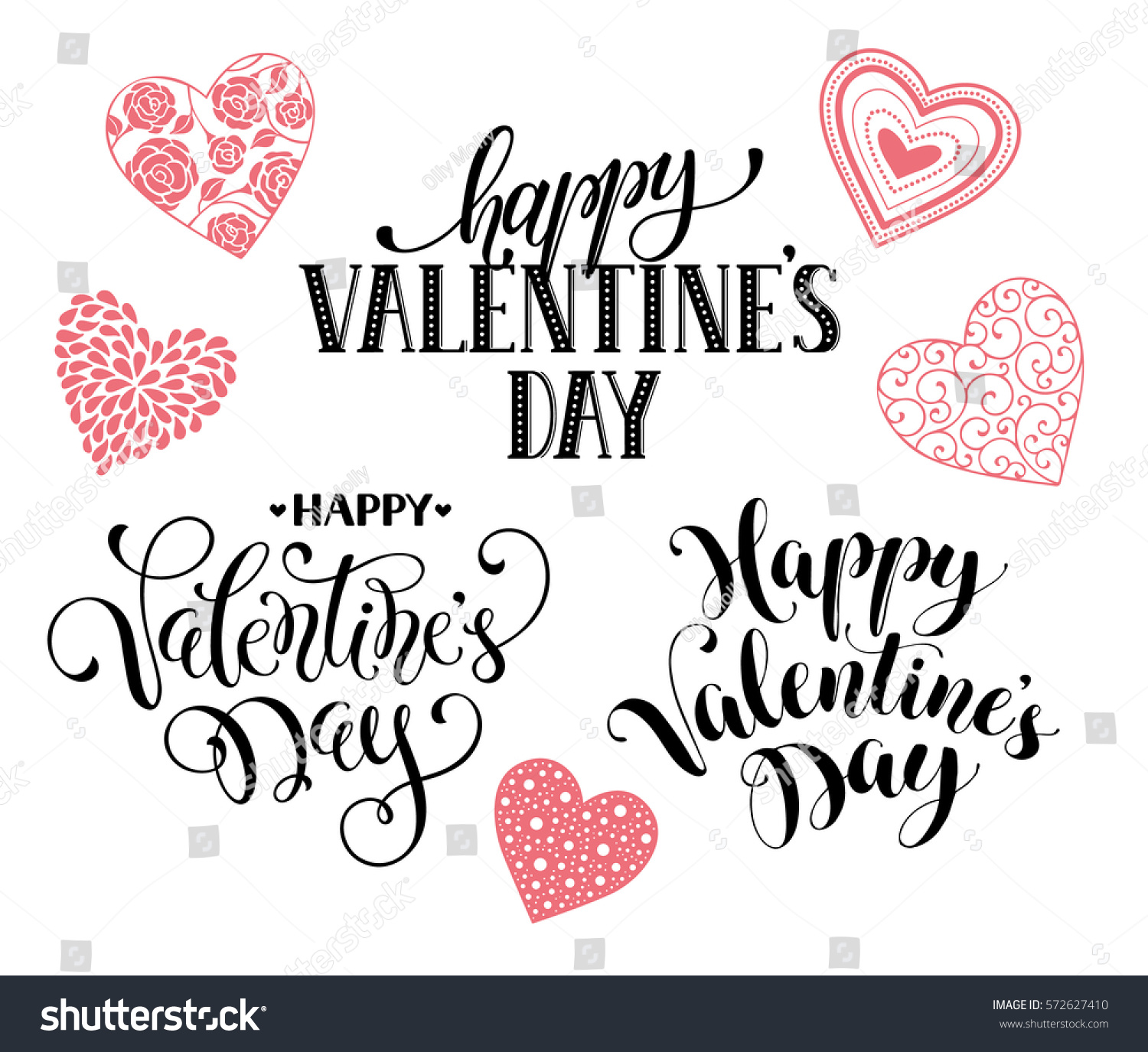 Happy Valentines Day Text Greeting Card Stock Vector (Royalty Free