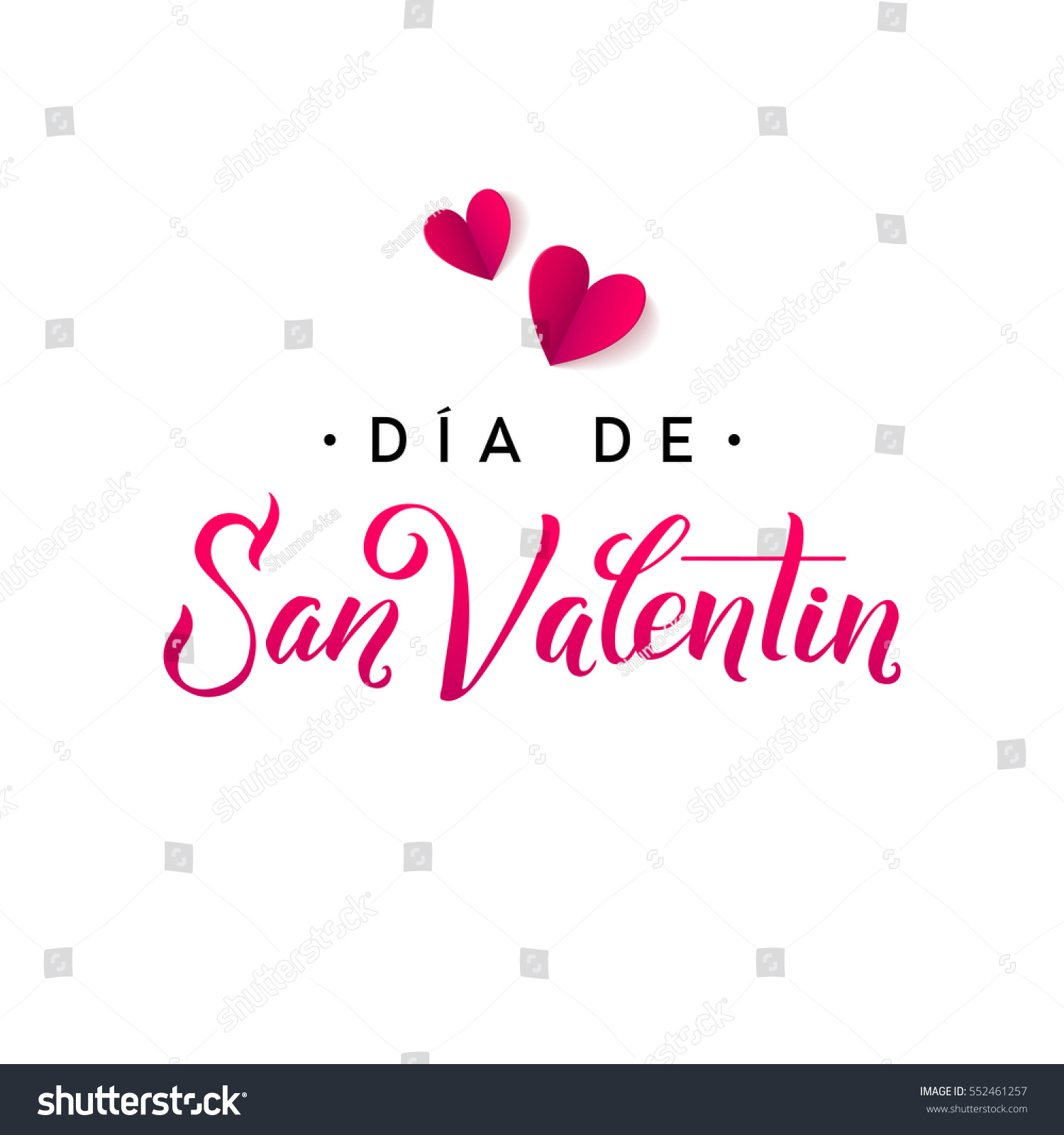 Happy Valentines Day Card Spanish Calligraphic Stock Vector 552461257 ...