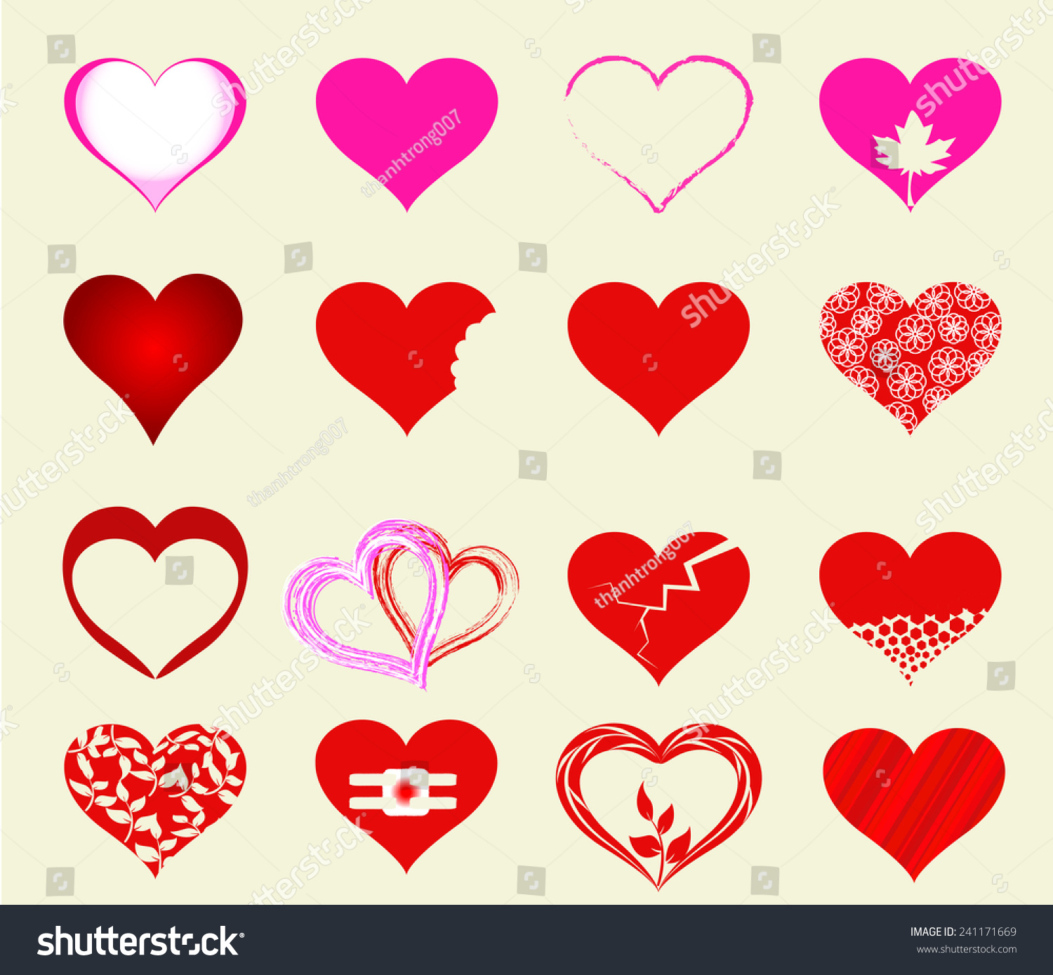 Happy Valentines Day Cards Hearts Stock Vector Royalty Free 241171669 Shutterstock