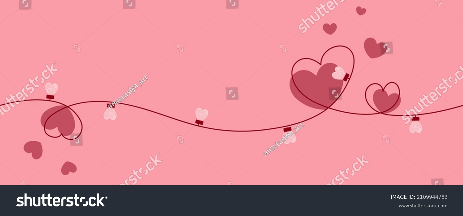 SVG of Happy Valentines Day. One line. Double hearts. Glowing lamp light bulb. Continuous line art. Decoration element. Love word sign symbol. White background. svg