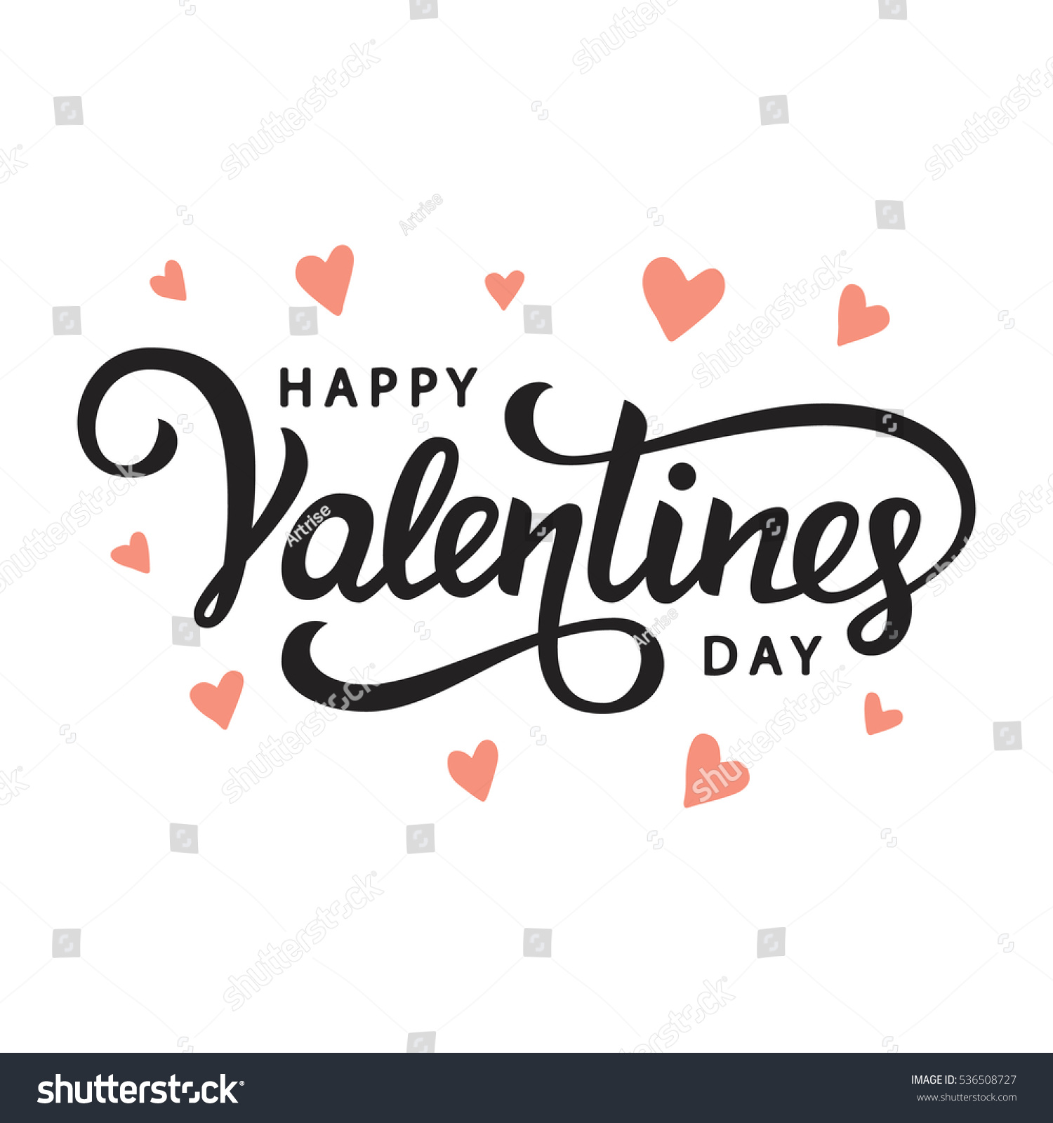 Happy Valentines Day Typography Poster Handwritten Stock Vector ...