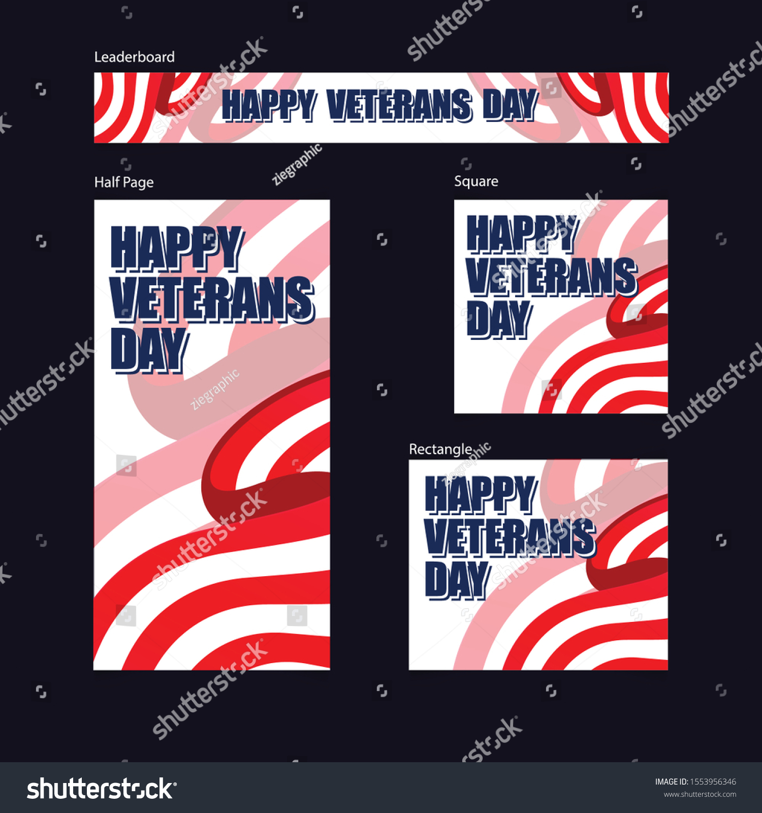 Happy Veteran Days Google Ads Banner Stock Vector Royalty Free