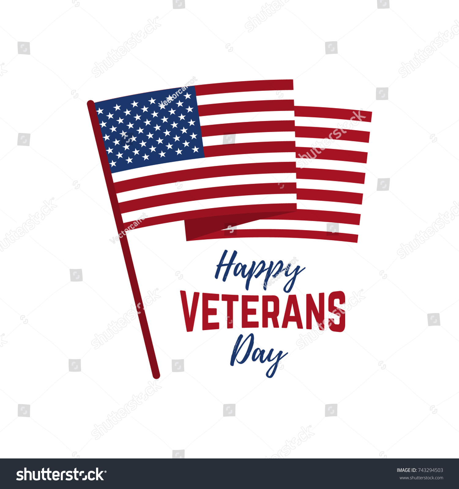 Happy Veterans Day Emblem Template Isolated Stock Vector (Royalty Free ...