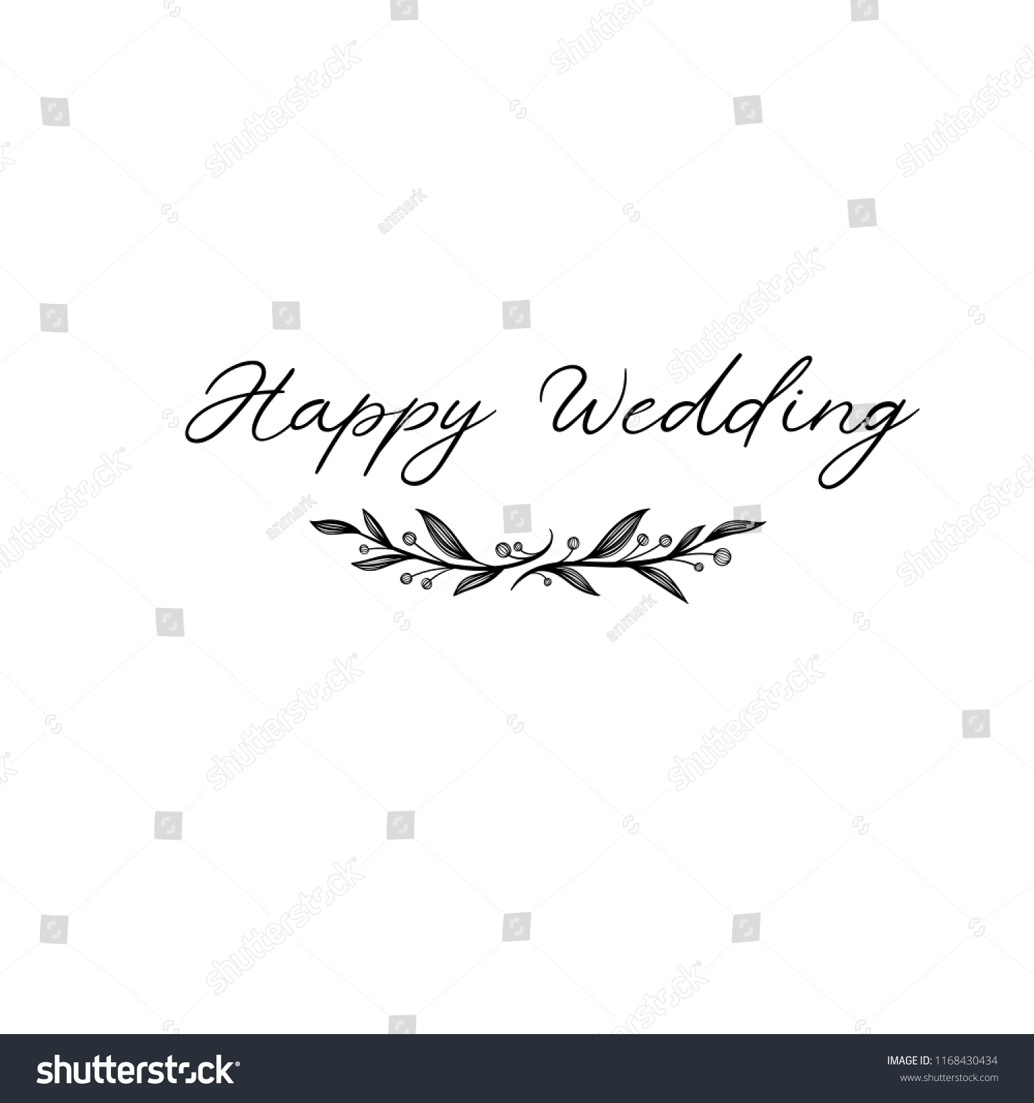 Happy Wedding Hand Lettering Text Calligraphy のベクター画像素材 ロイヤリティフリー