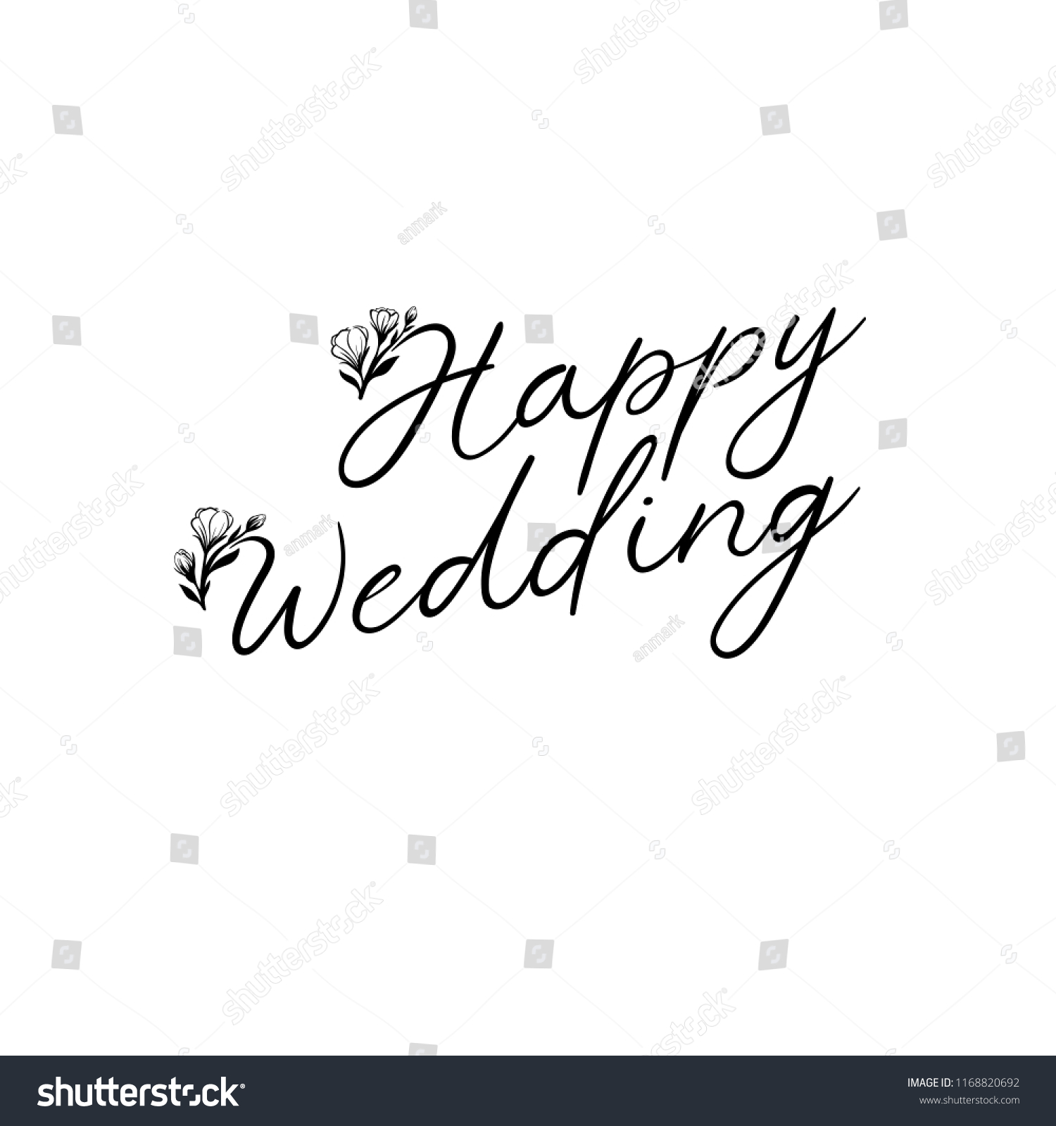 Happy Wedding Hand Lettering Text Calligraphy vector de stock libre de regalías