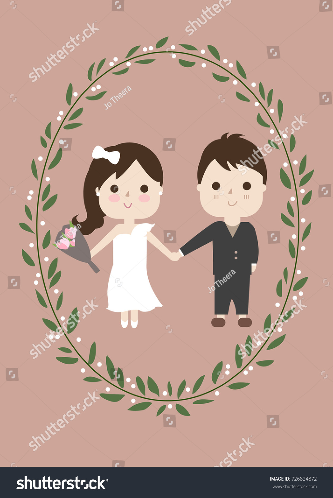 Happy Wedding Vector Illustration Young Happy Stock Vector