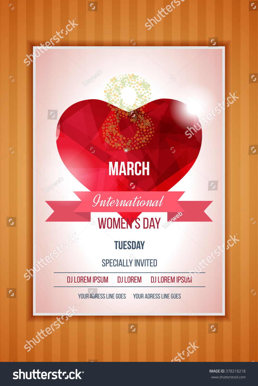 Happy Womens Day Party Flyer Heart Stock Vector 378218218 ...