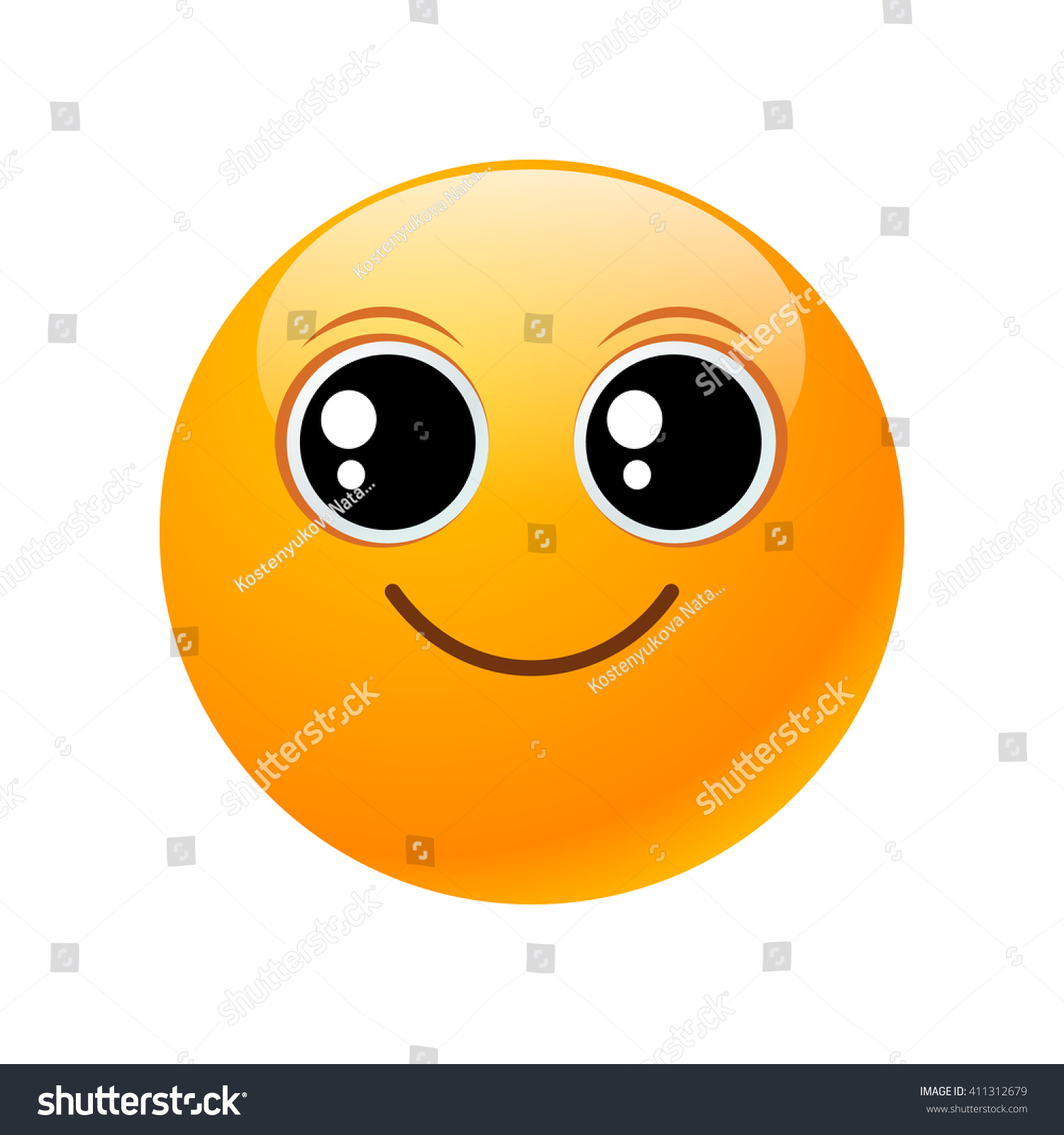 Happy Yellow Round Emoticon Isolated On White Background. Vector ...