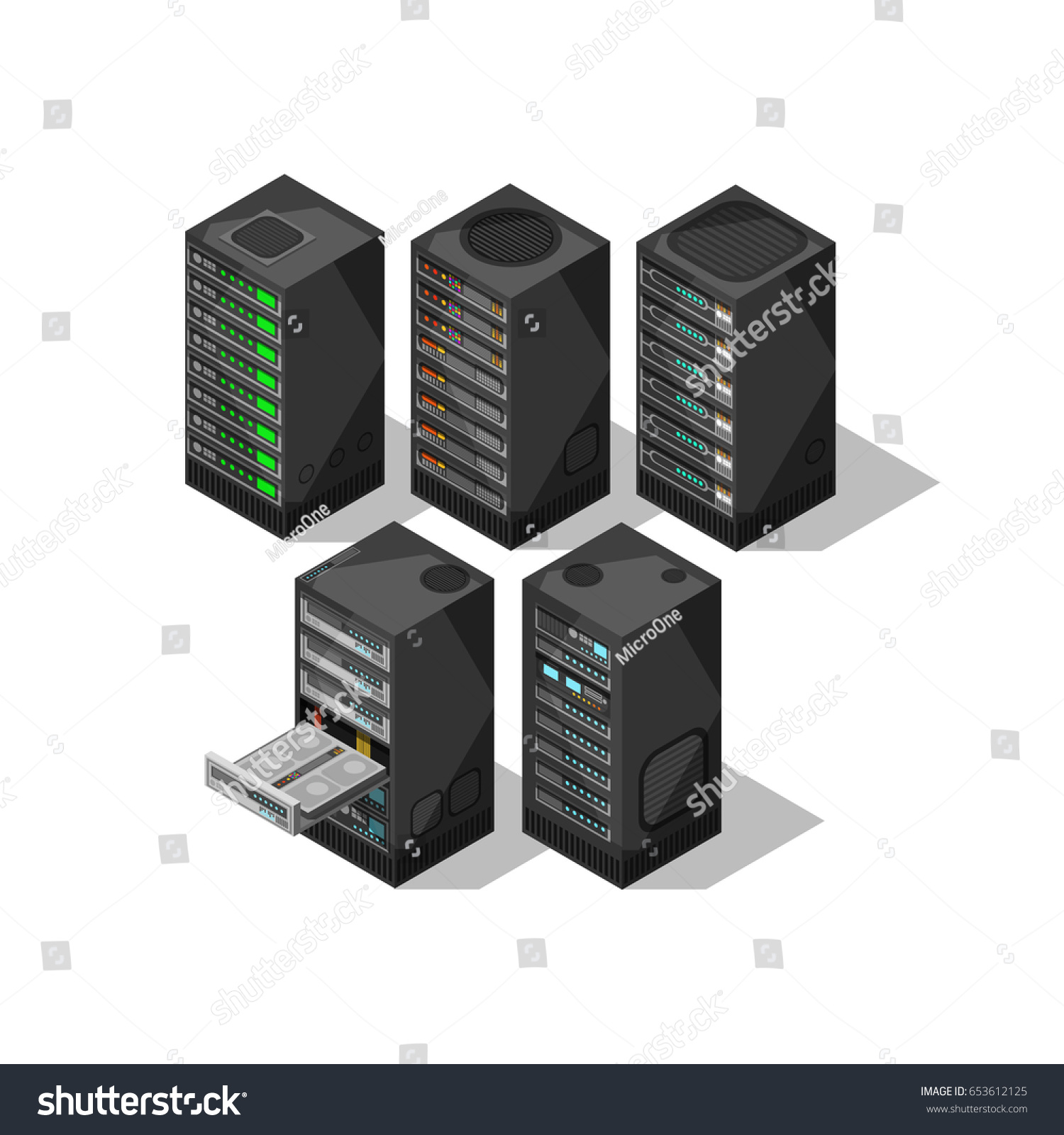 Hardware Isometric Equipment 3d Telecommunication Server Stock Vector ...