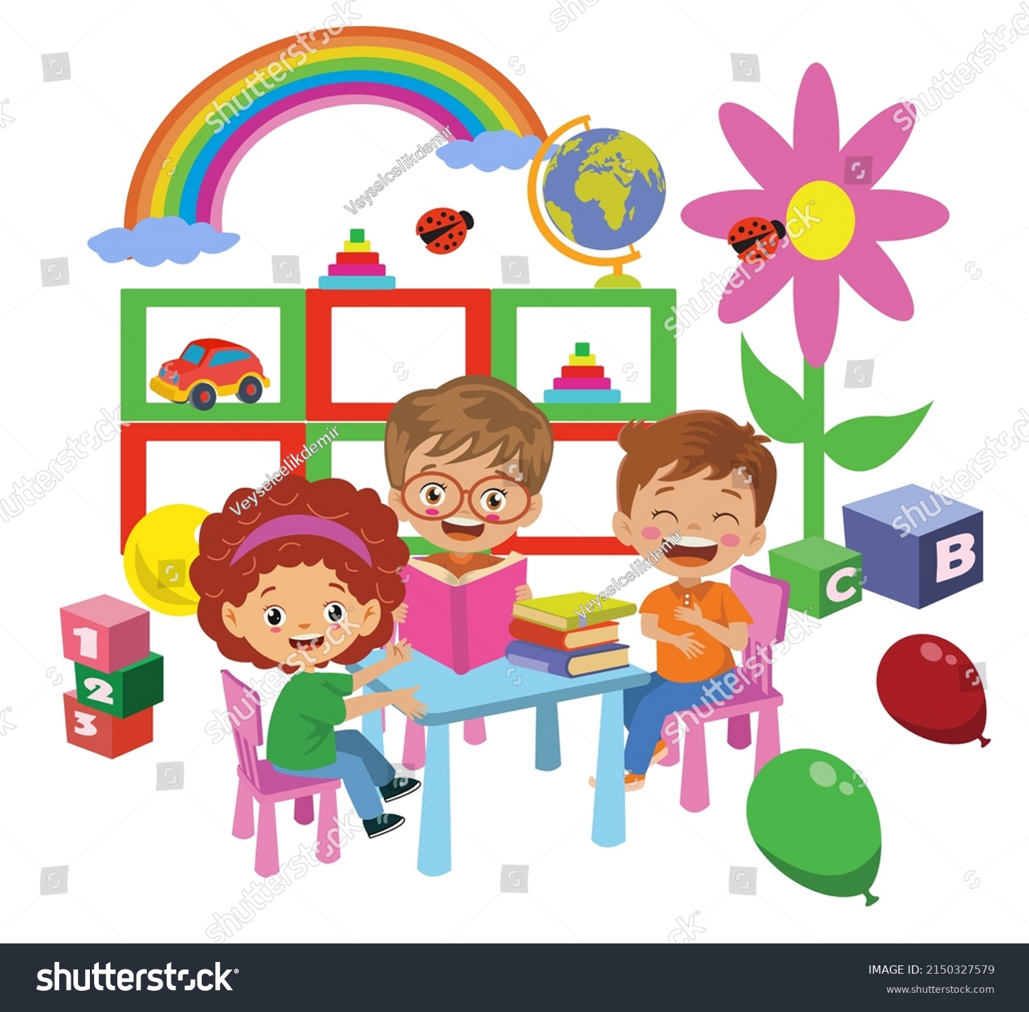 Hardworking Kids Studying Class School Stock Vector (Royalty Free ...