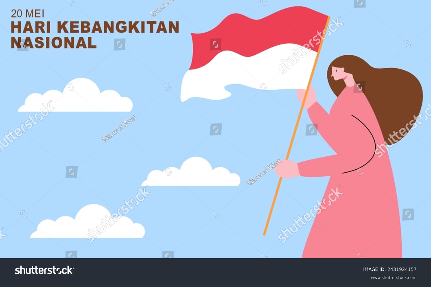 SVG of Hari Kebangkitan Nasional, 20 Mei. Translation : May 20, National Awakening Day of Indonesia svg
