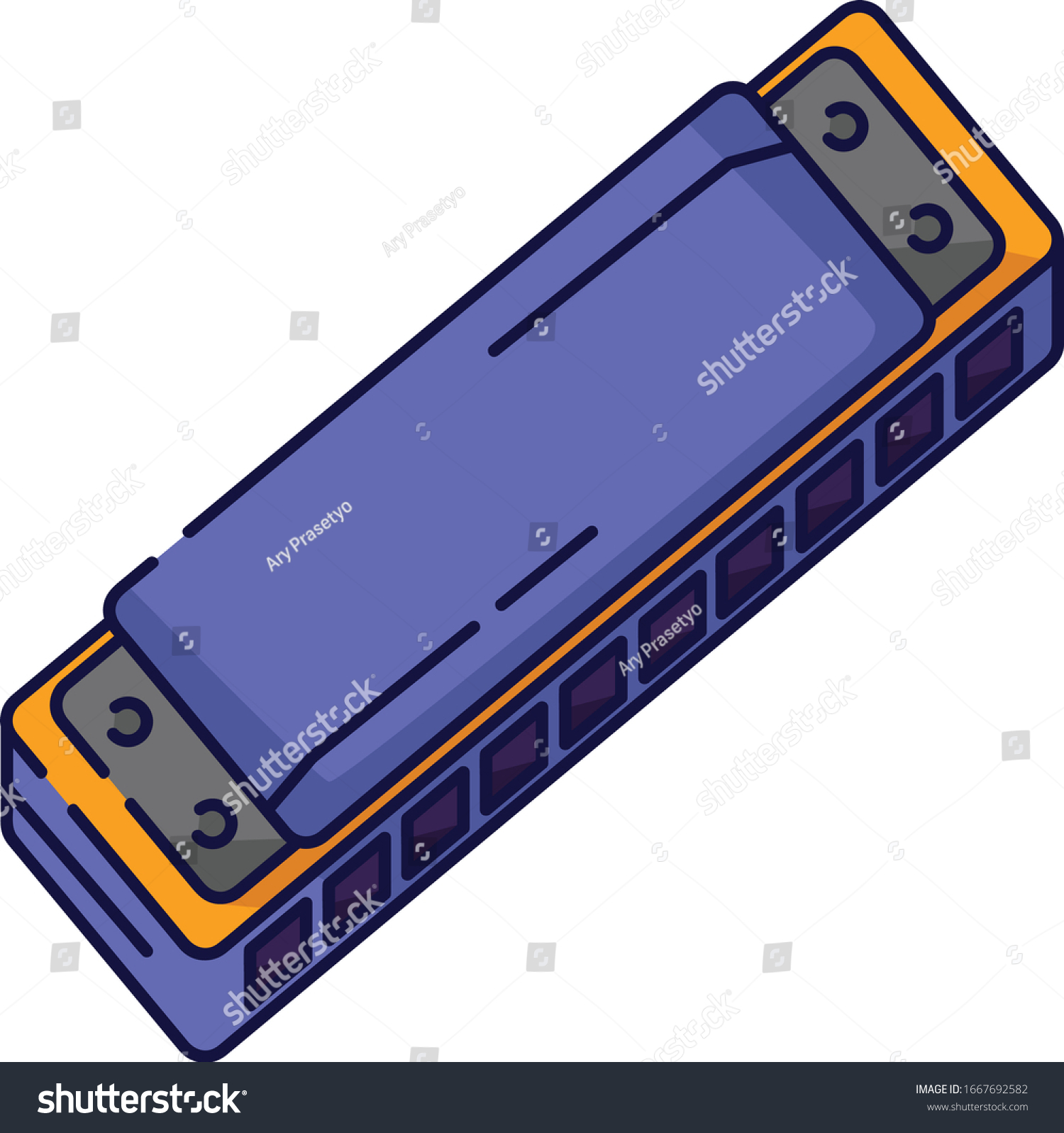 Harmonica Harmonica Clip Art Dashed Line Stock Vector (Royalty Free