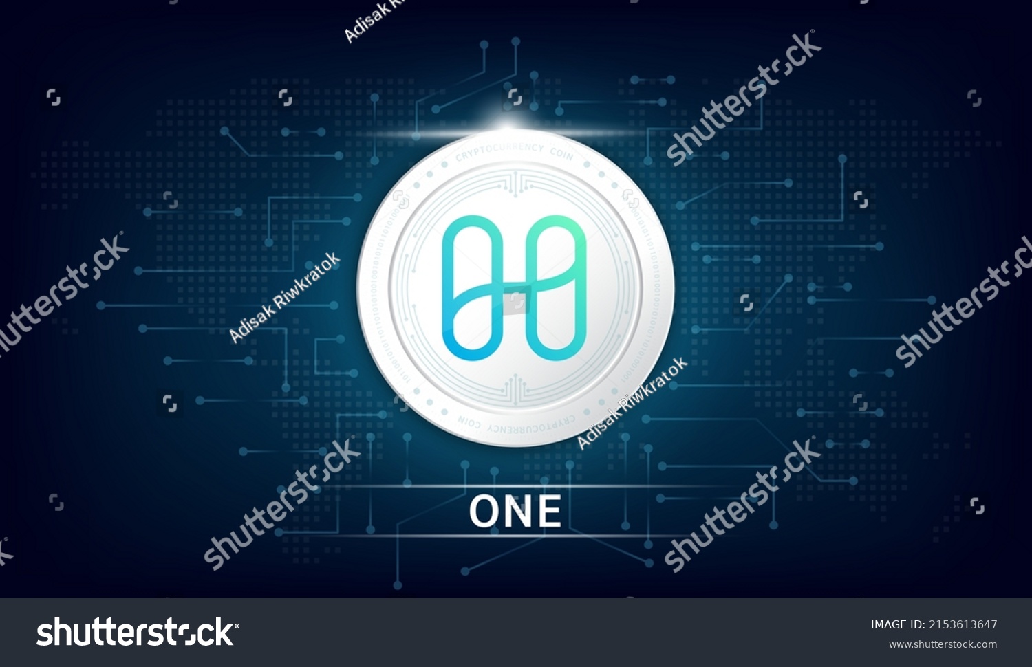 Harmony Coin Cryptocurrency Token Symbol Coin Stock Vector (Royalty