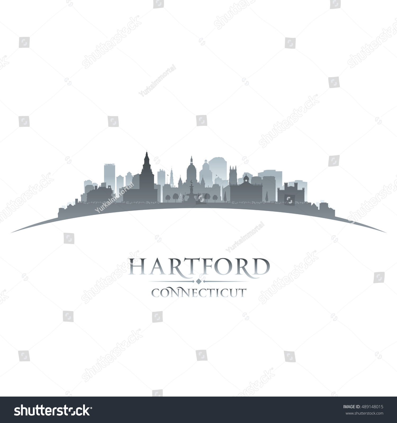 Hartford Connecticut City Skyline Silhouette Vector Stock Vector ...