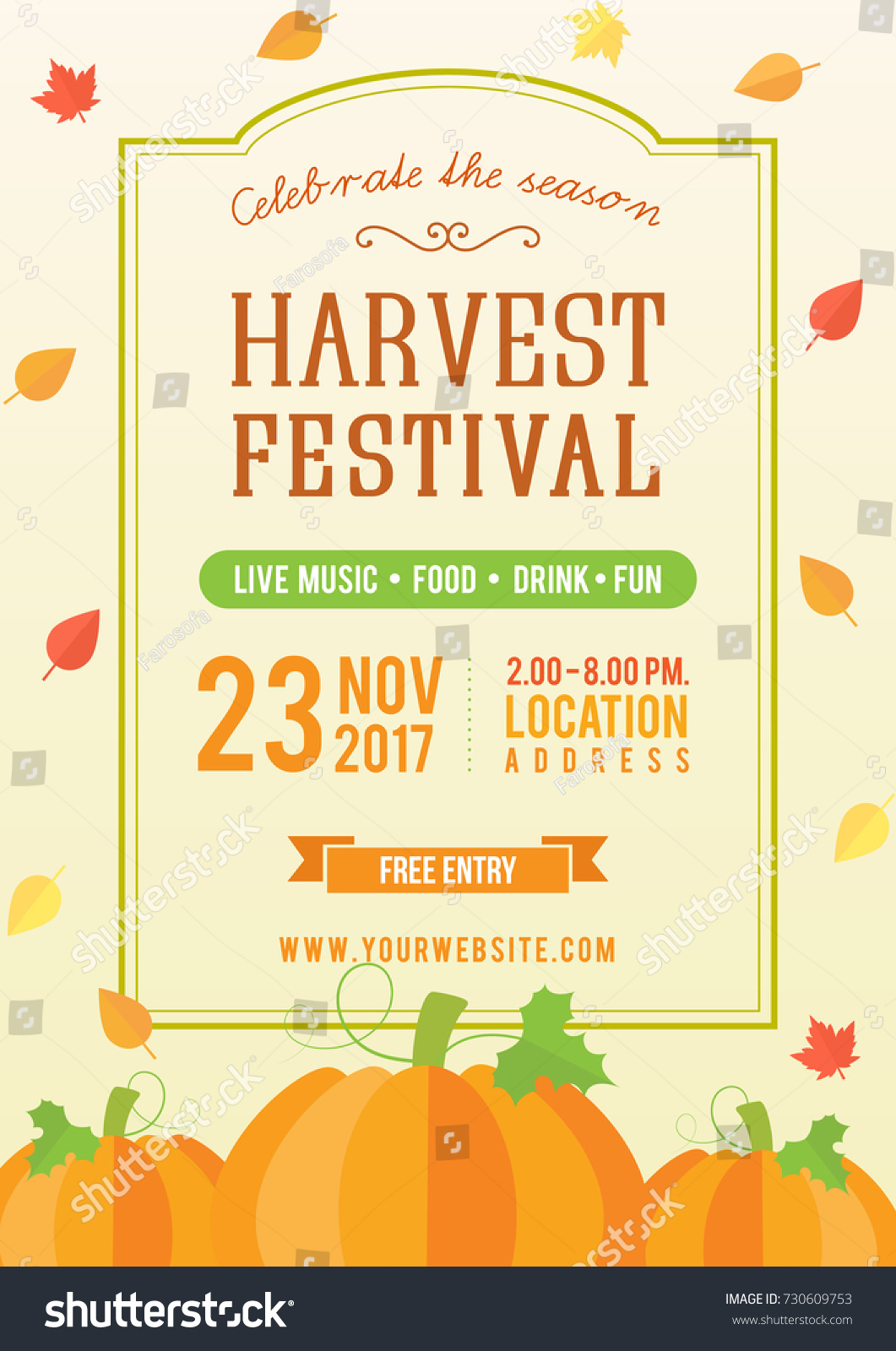 Harvest Festival Invitation Flyer Vector Illustration Stock Vector ...