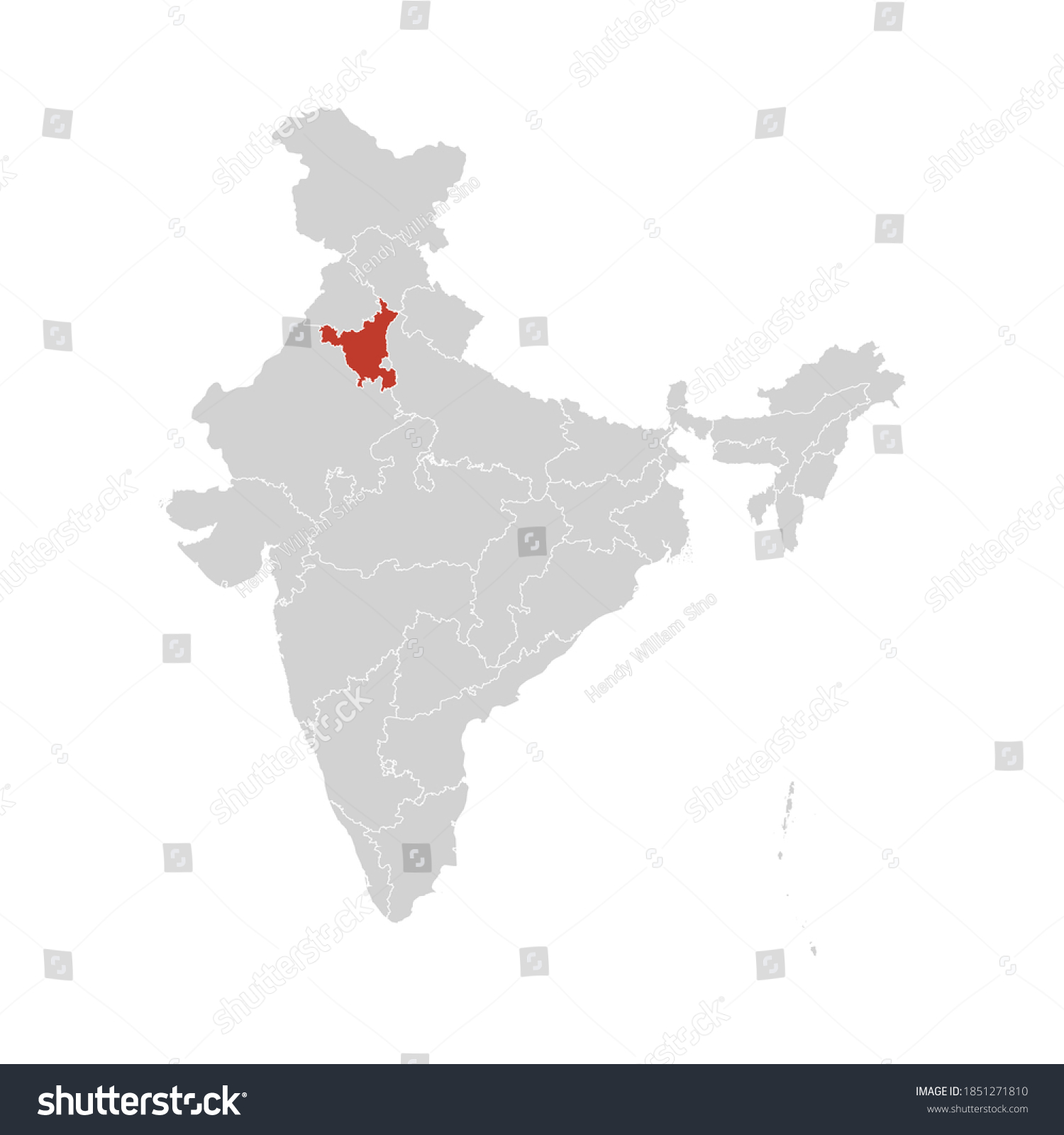 Haryana Map In India Haryana Highlighted On India Map Eps Stock Vector (Royalty Free) 1851271810  | Shutterstock
