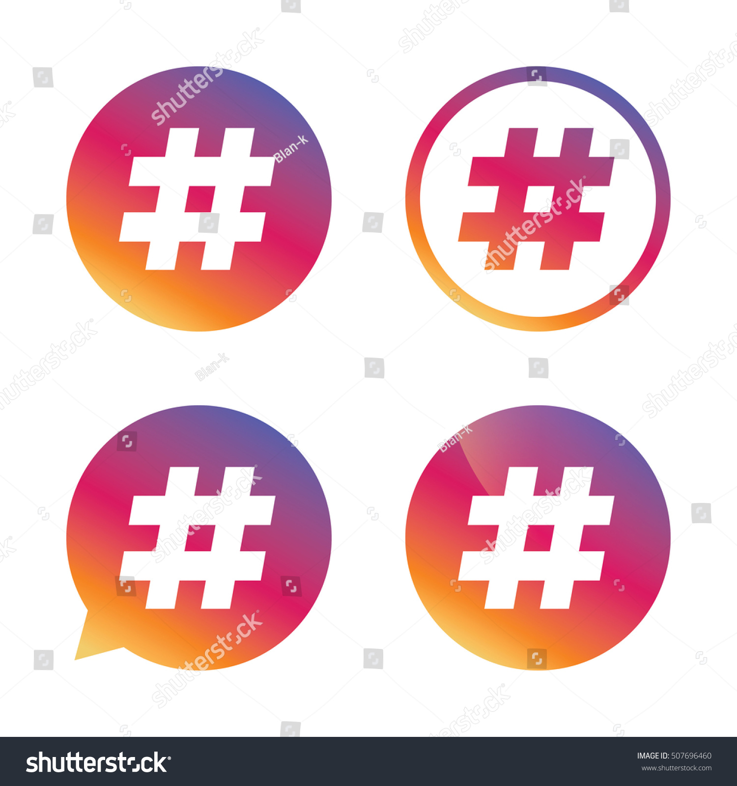 Hashtag Sign Icon Social Media Symbol Stock Vector Royalty Free 507696460 Shutterstock