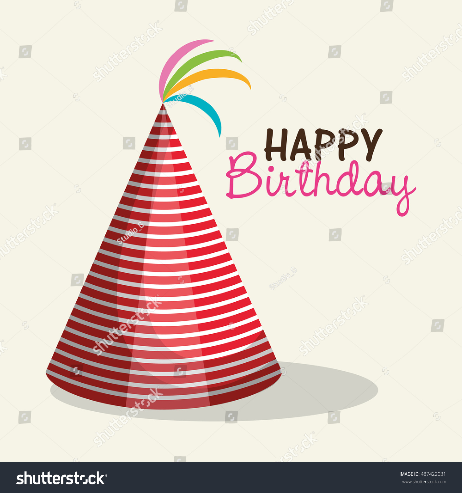 Download Hat Red Happy Birthday Party Graphic Stock Vector Illustration 487422031 : Shutterstock