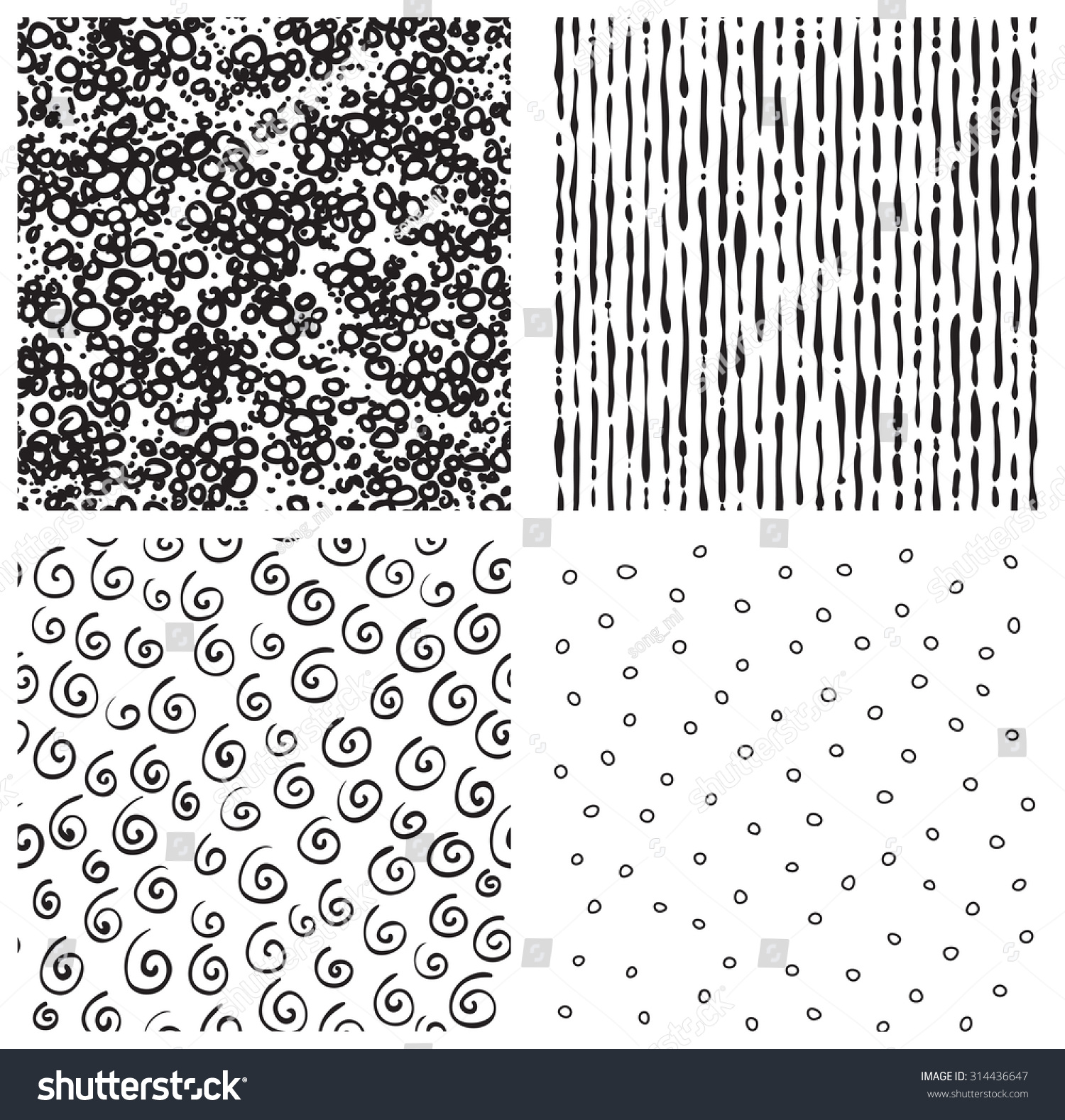 Hatch Patterns Set Vector Seamless Backgrounds Stock Vector 314436647 ...