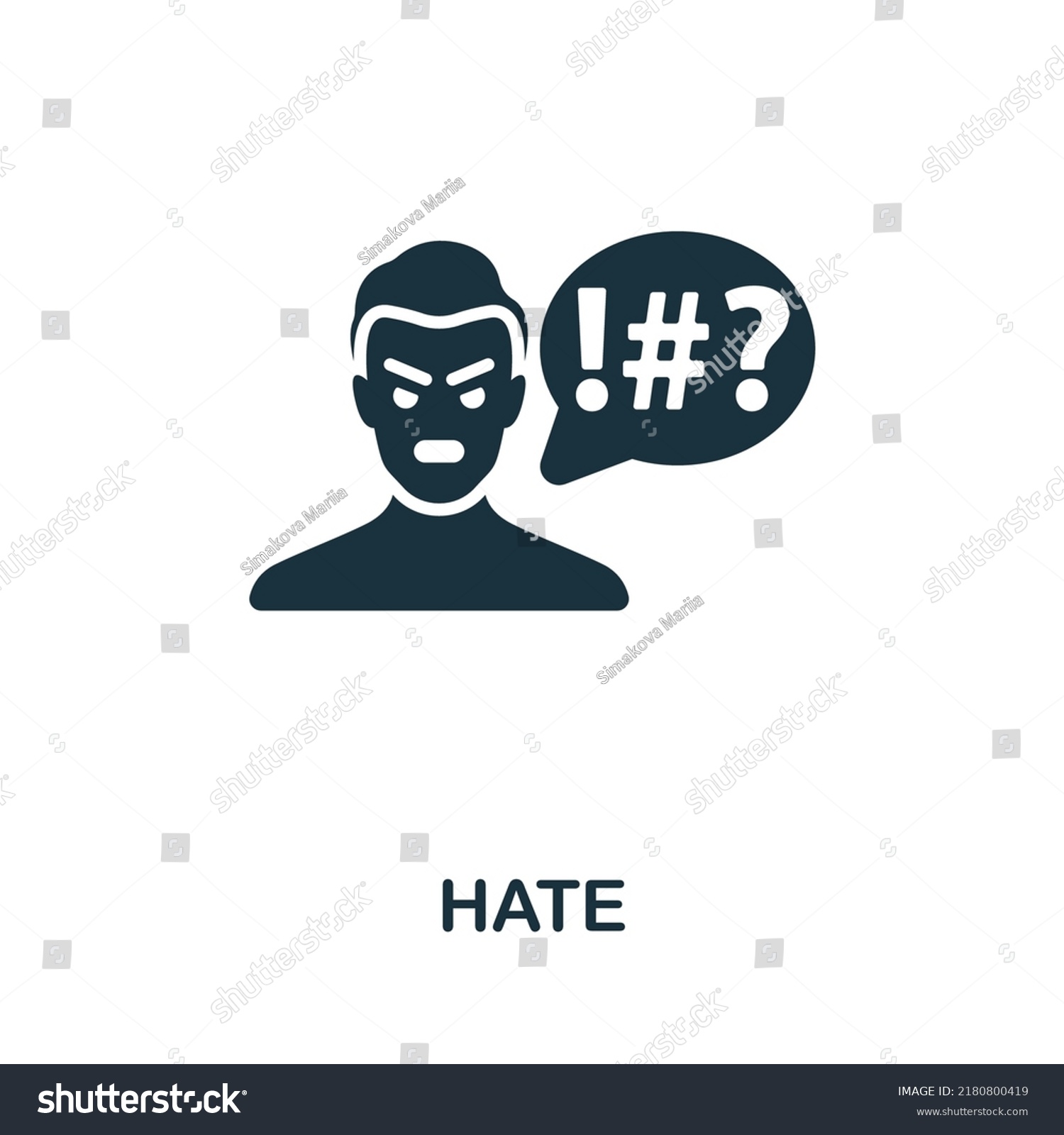 Hate Icon Monochrome Simple Line Harassment Stock Vector (Royalty Free ...