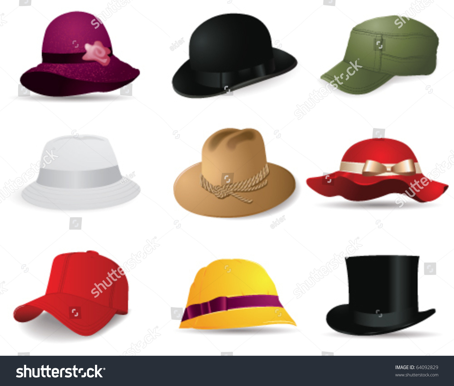 Hats Stock Vector Illustration 64092829 : Shutterstock