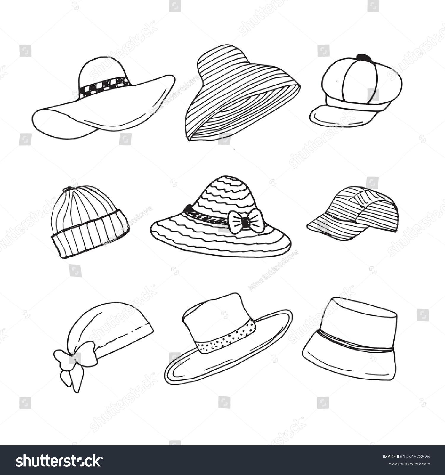 Hats Headgears Stylish Summer Male Female Stock Vector (Royalty Free ...