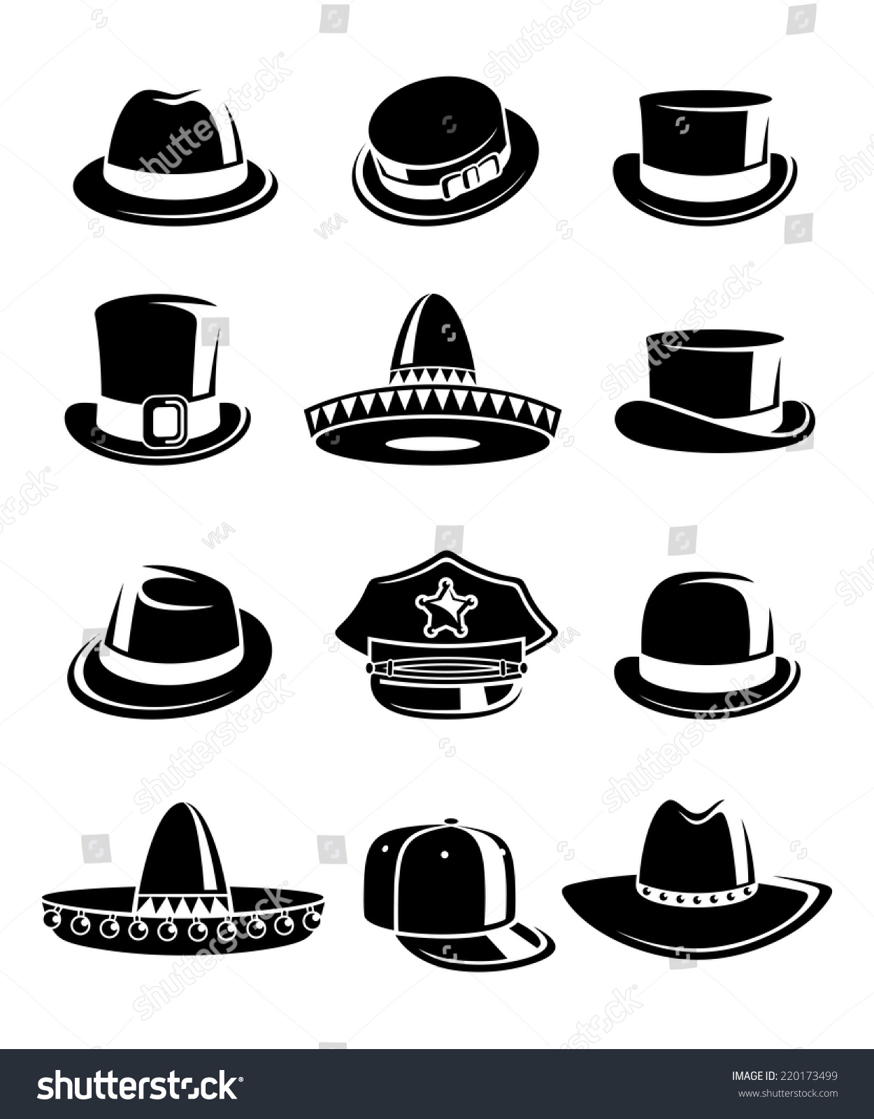 Hats Collection Set. Vector - 220173499 : Shutterstock