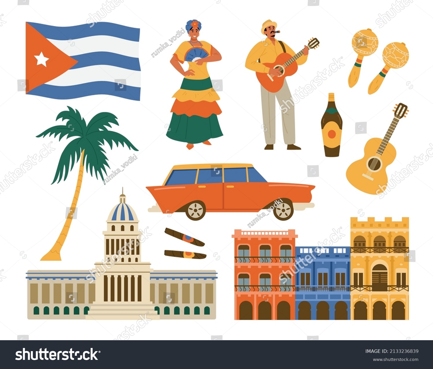 Havana Cuba Theme Vector Clip Art Stock Vector (Royalty Free ...