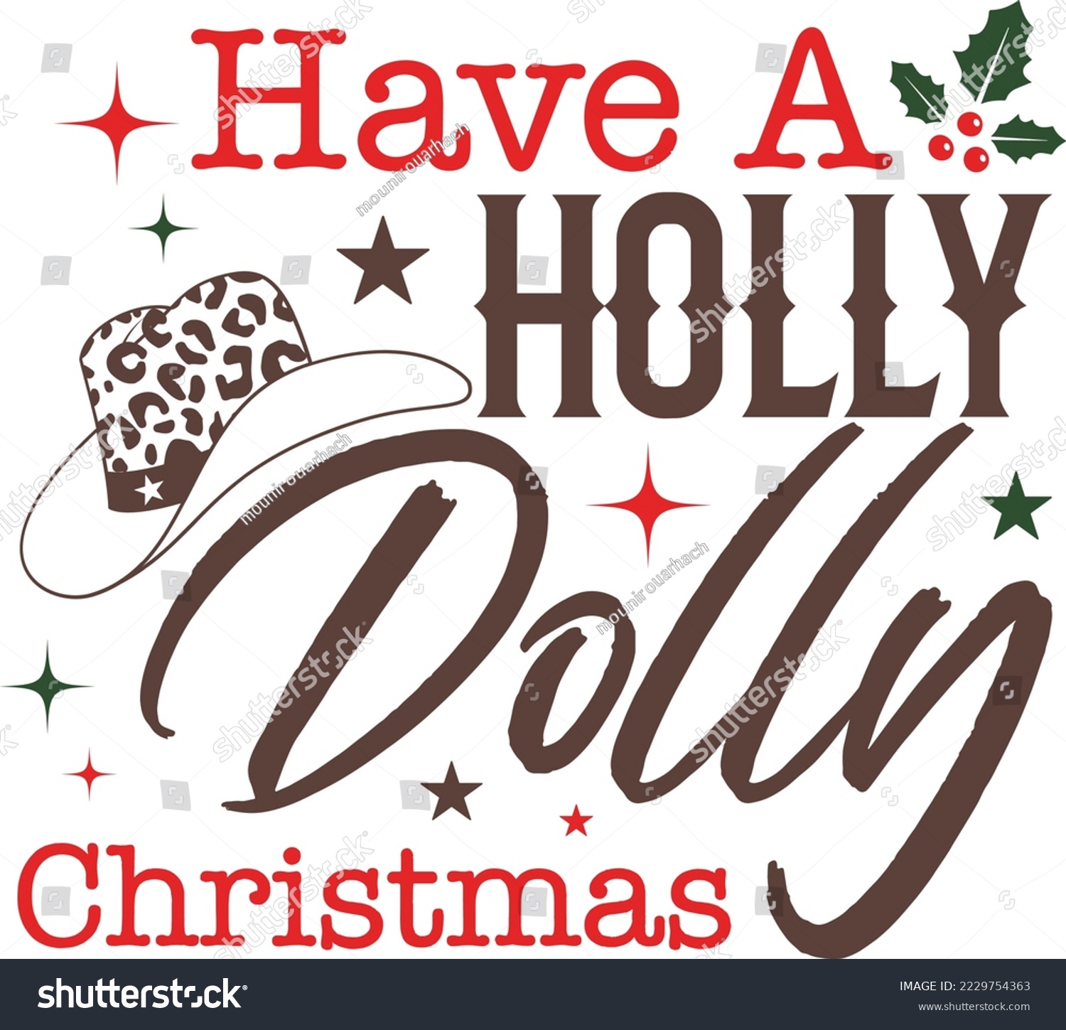 SVG of have a holly dolly christmas,western christmas, Cowboy Hat Pink design 06 svg