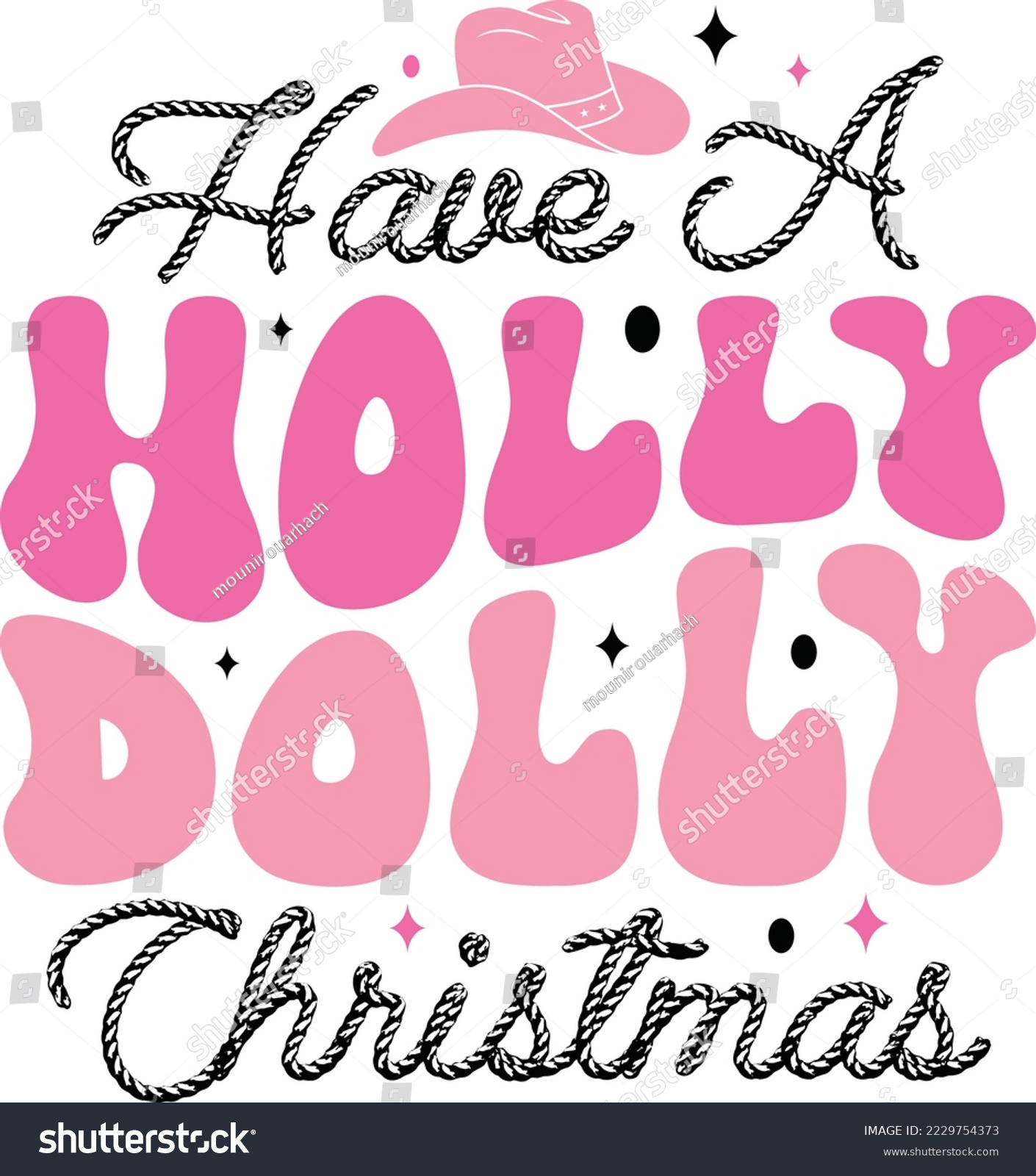 SVG of have a holly dolly christmas,western christmas, Cowboy Hat Pink design 03 svg