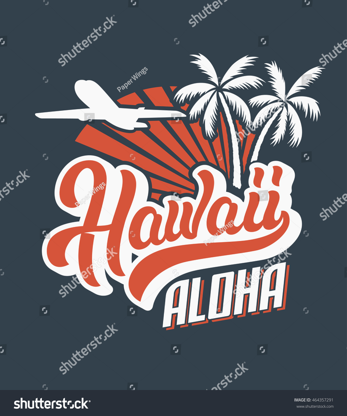 Hawaii Aloha Logo Shirt Print Stock Vector (Royalty Free) 464357291