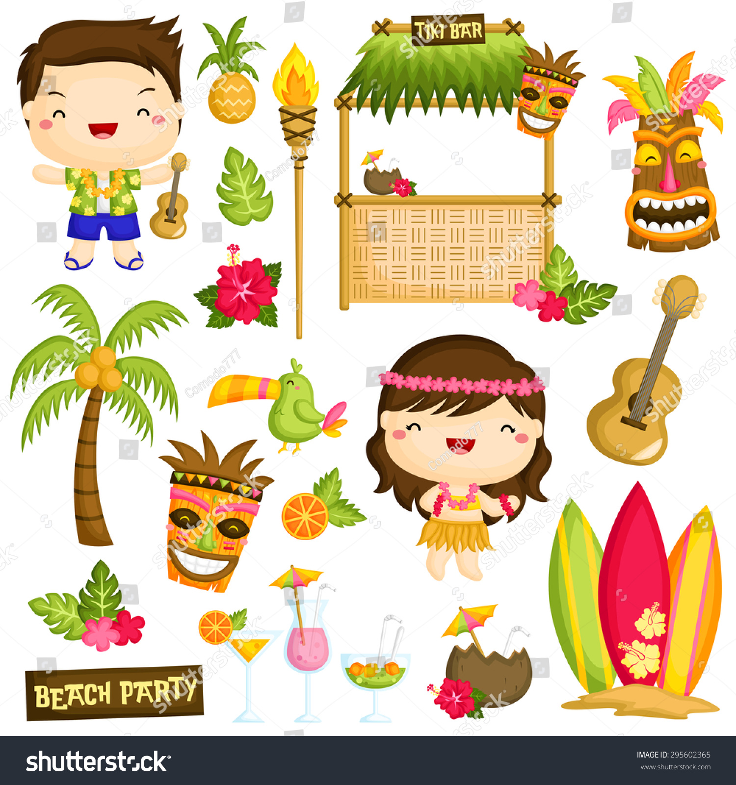 SVG of Hawaii Luau Kids Vector Set svg