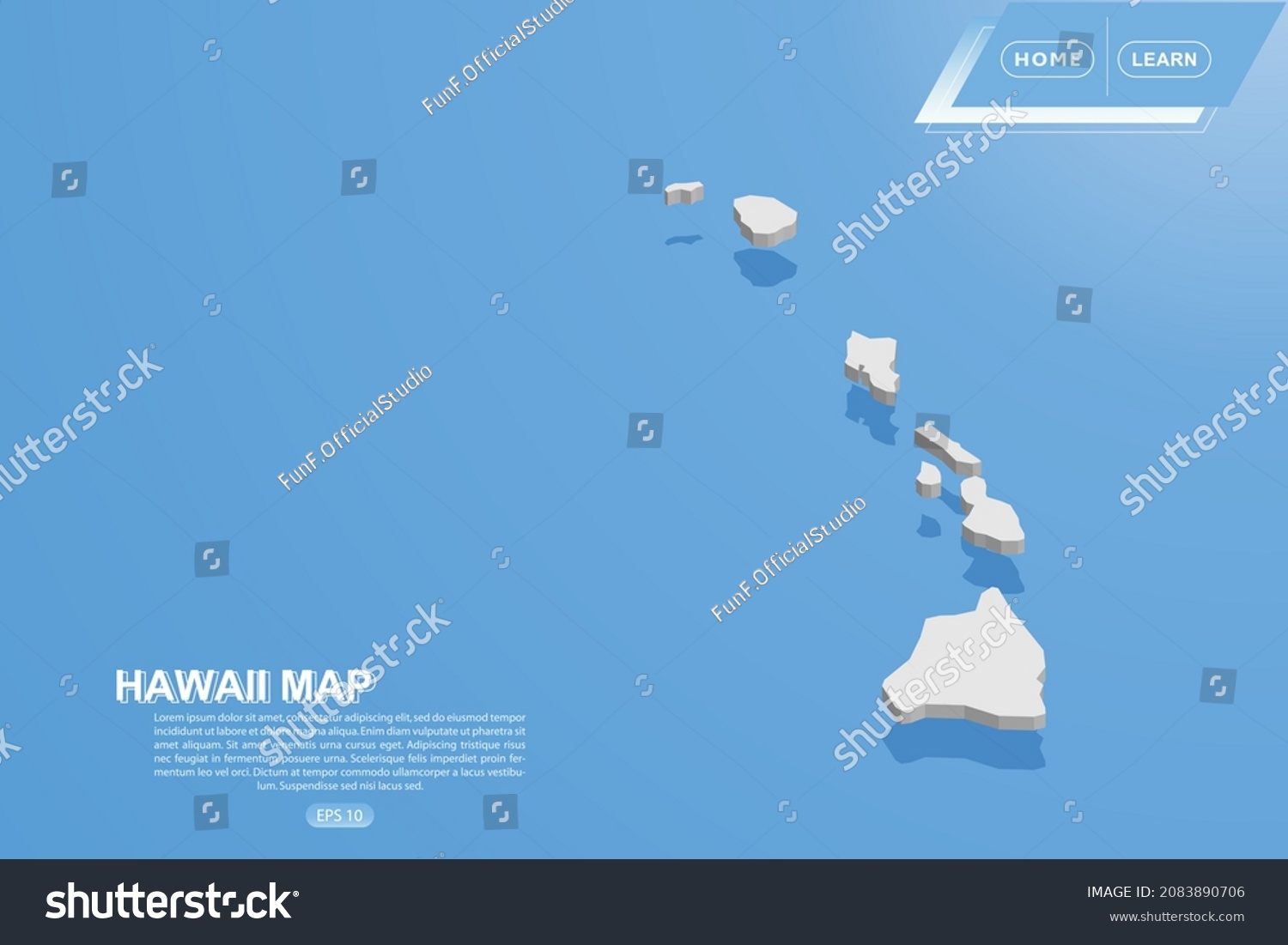 Hawaii Map Usa United States America - Stock Vector Hawaii Map Usa United States Of America Map Vector Template With Isometric Style Including 2083890706