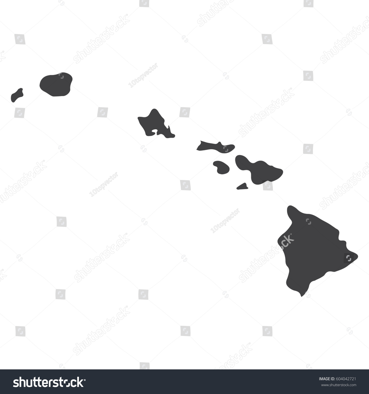 Hawaii State Map Black On White Stock Vector Royalty Free 604042721