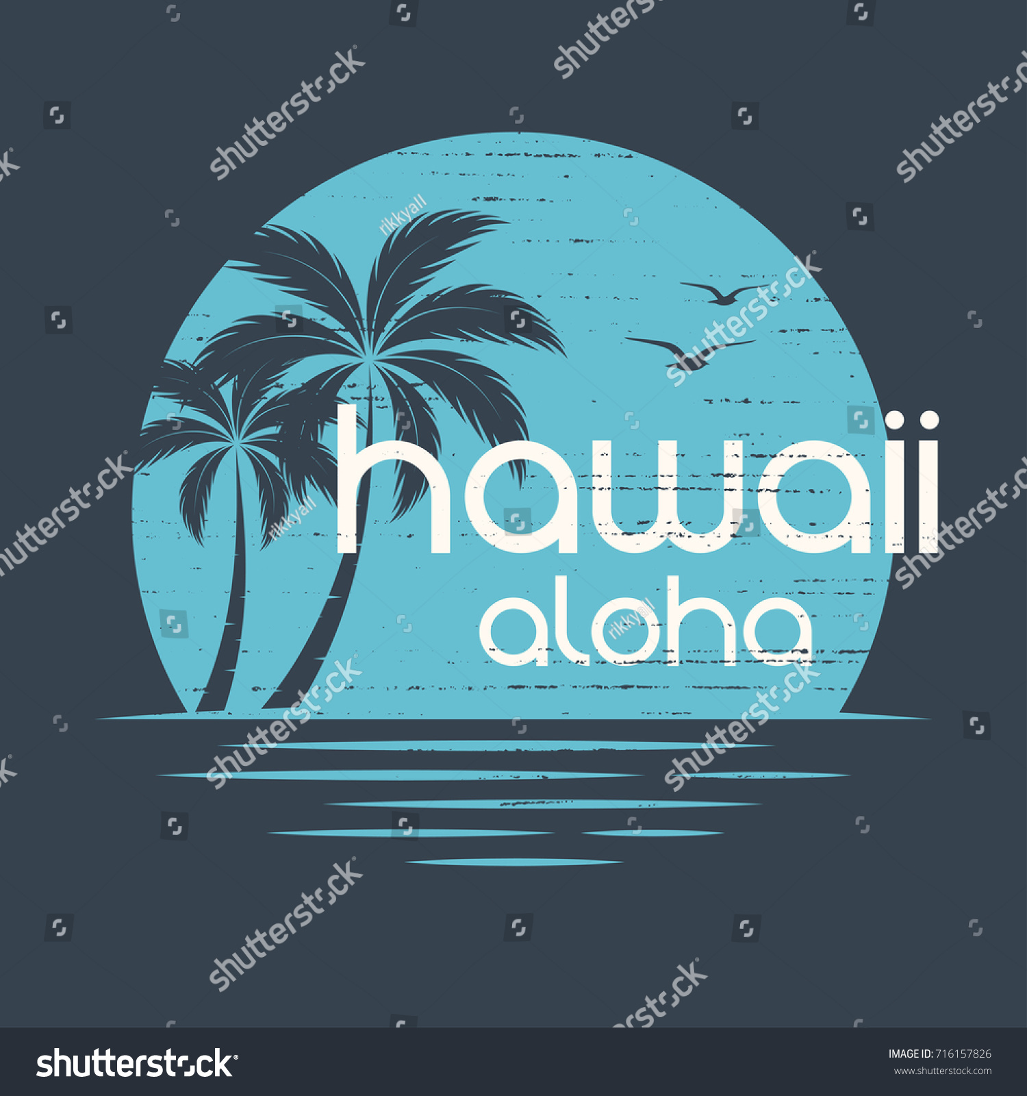 Hawaii Sunset Tshirt Apparel Vector Design Stock Vector (Royalty Free ...