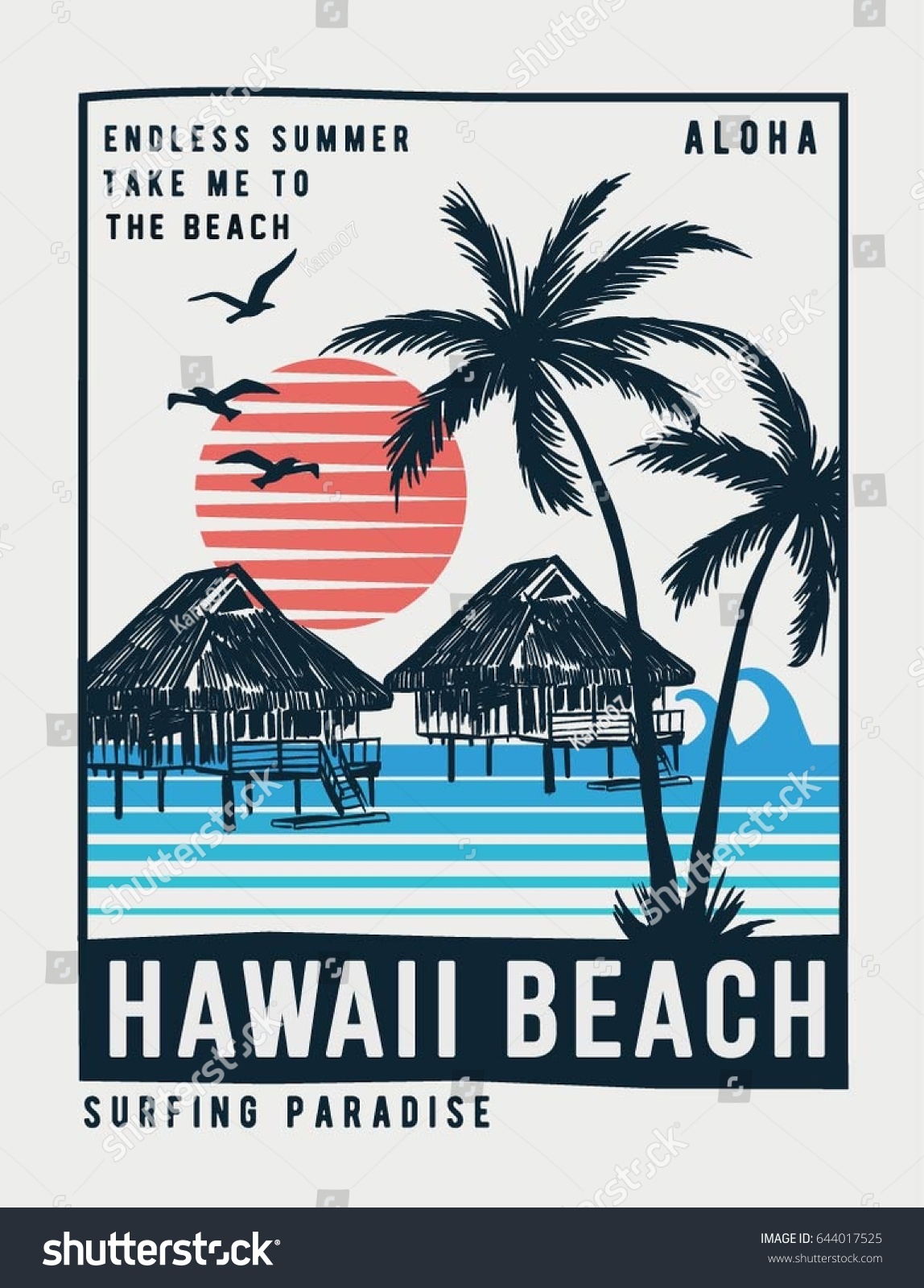 Hawaii Vector Illustration Tshirt Other Uses Stock Vector 644017525 ...