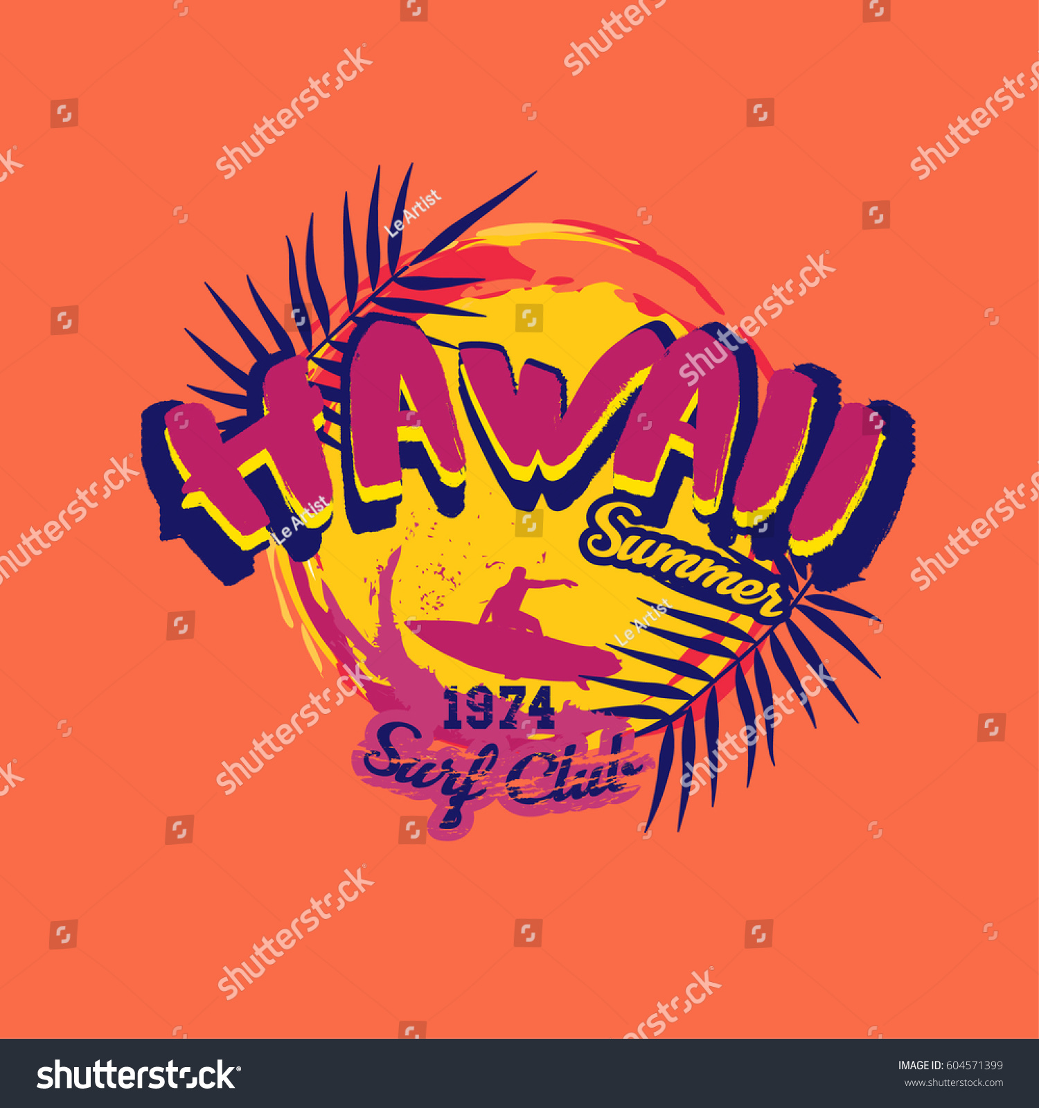 Hawaii Vector Illustration Vintage Graphic Style Stock Vector (Royalty ...