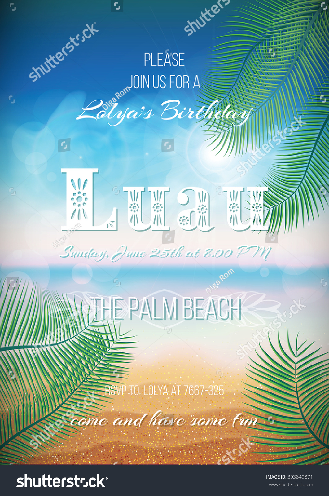 SVG of Hawaiian party, Luau feast poster, flyer, invitation template with sunny beach, sea, clouds, palms. svg