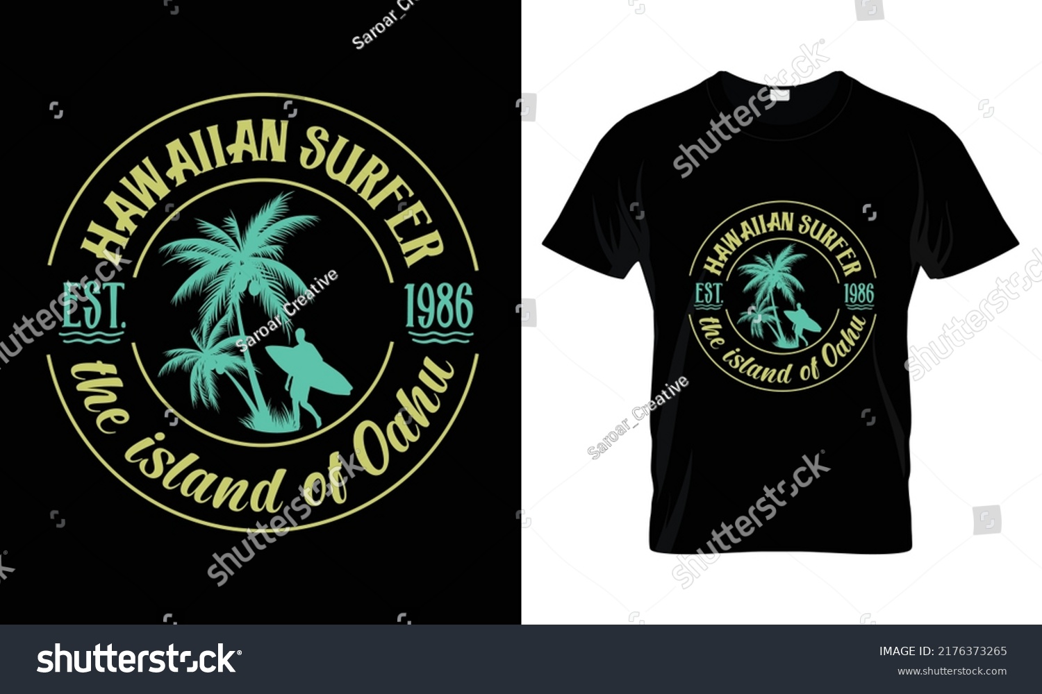 SVG of Hawaiian surfer est. 1986 the island of Oahu T Shirt svg