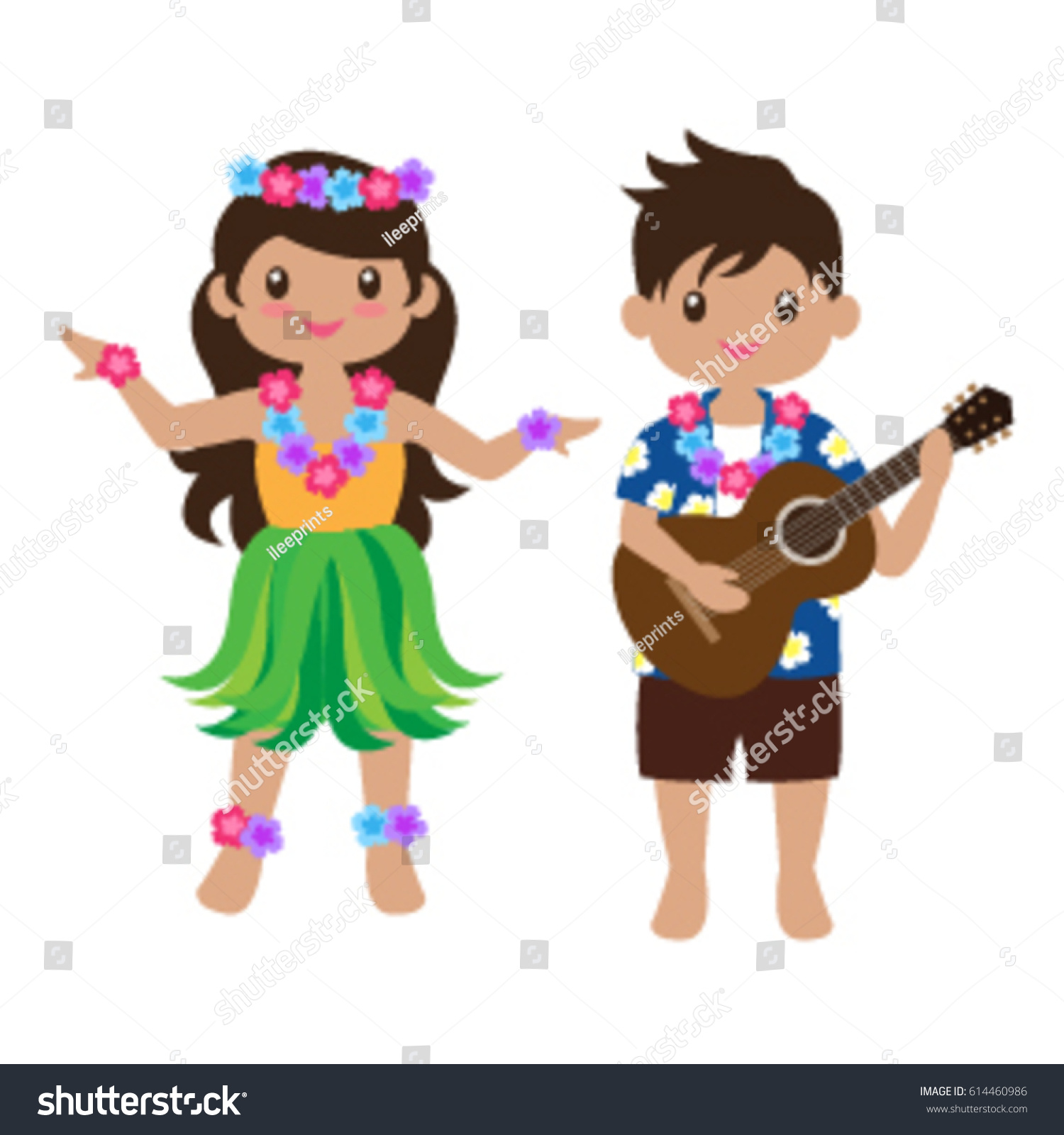 Hawaiian Teens Luau Stock Vector 614460986 - Shutterstock