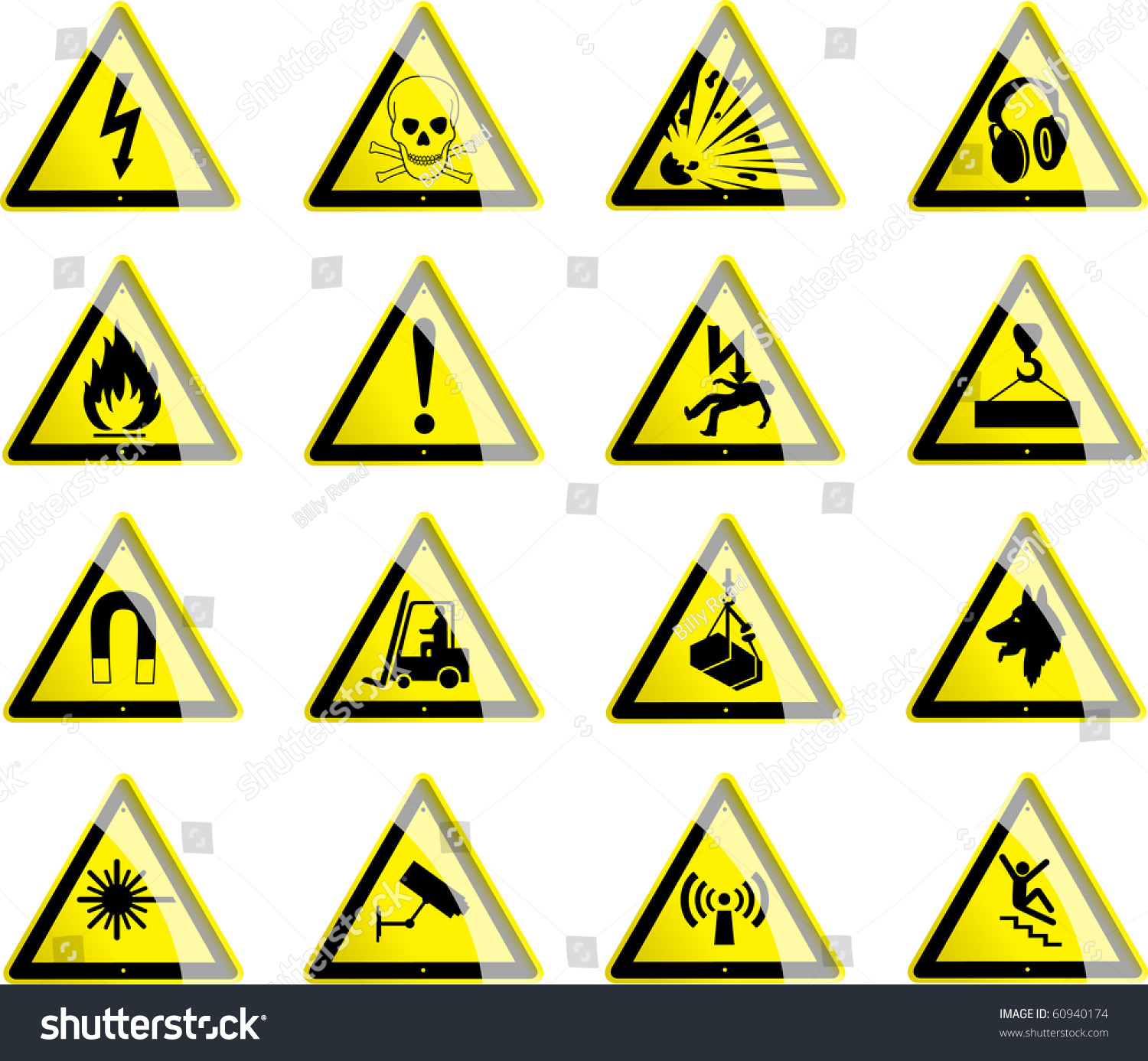 Hazard Symbols 1 Stock Vector 60940174 - Shutterstock