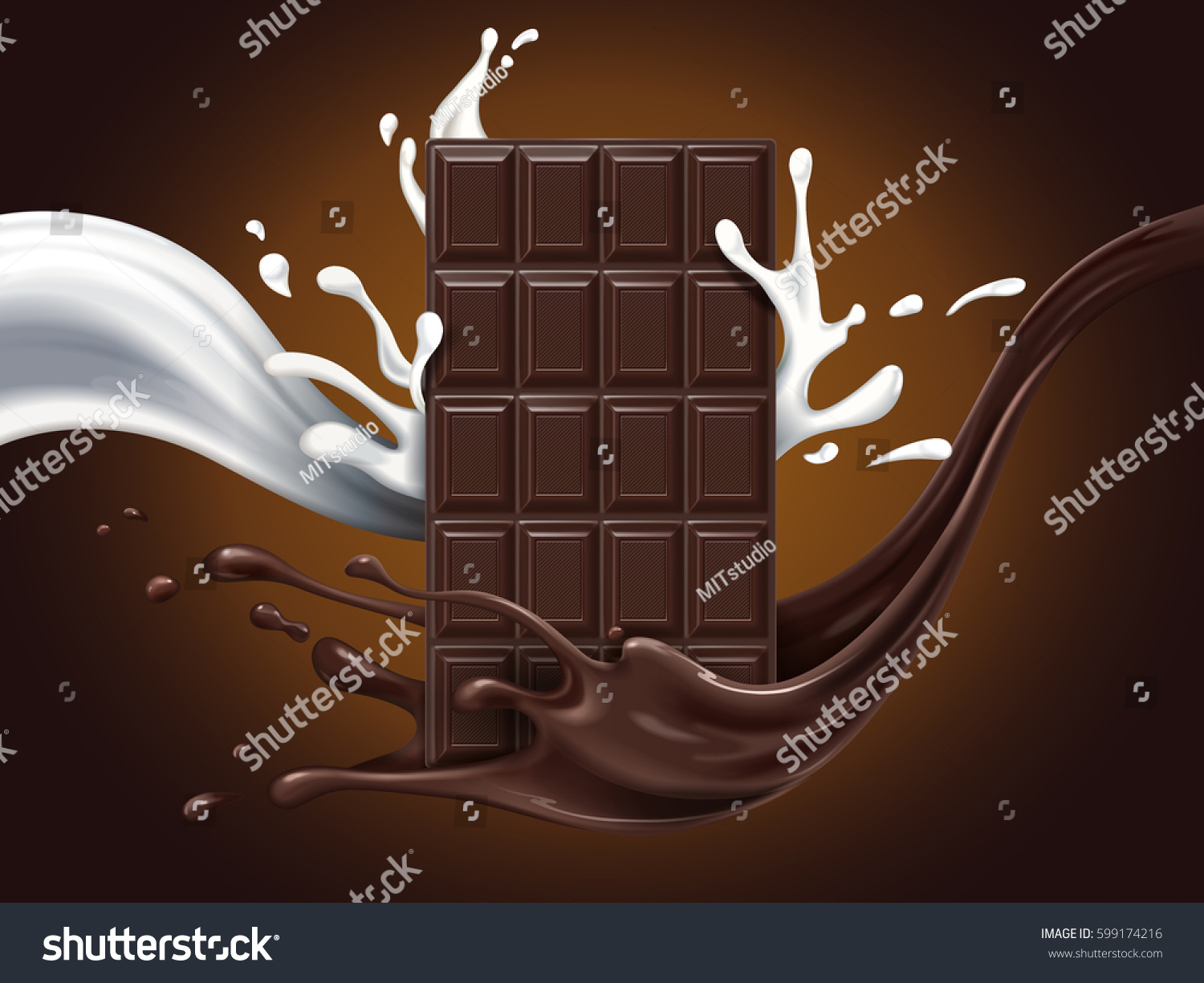 Hazelnut Chocolate Ad Milk Cocoa Flow Stock Vector Royalty Free