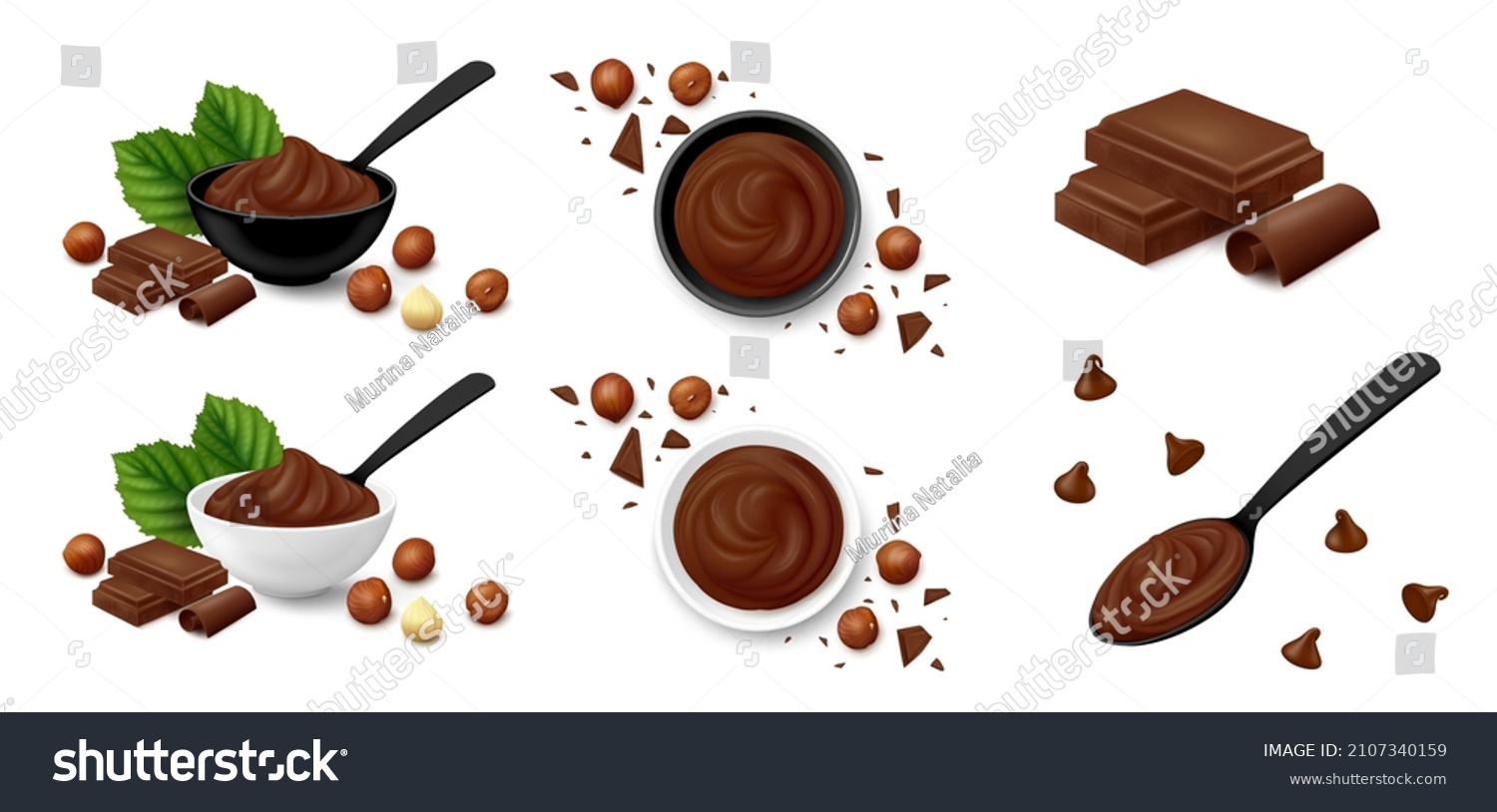 Hazelnut Cocoa Spread Black White Bowl Stock Vector (Royalty Free ...