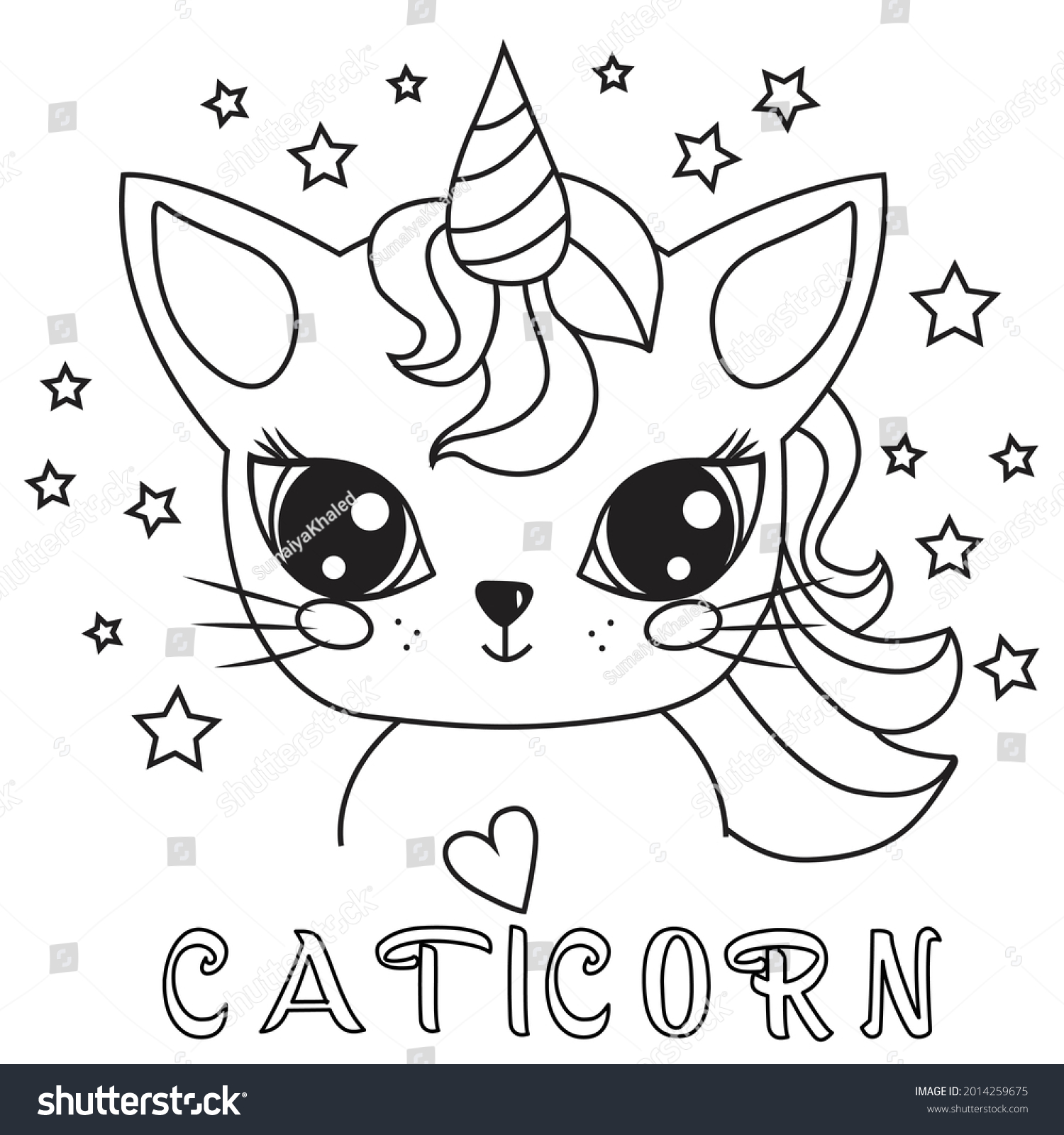 hd caticorn cat unicorn coloring pages stock vector royalty free 2014259675