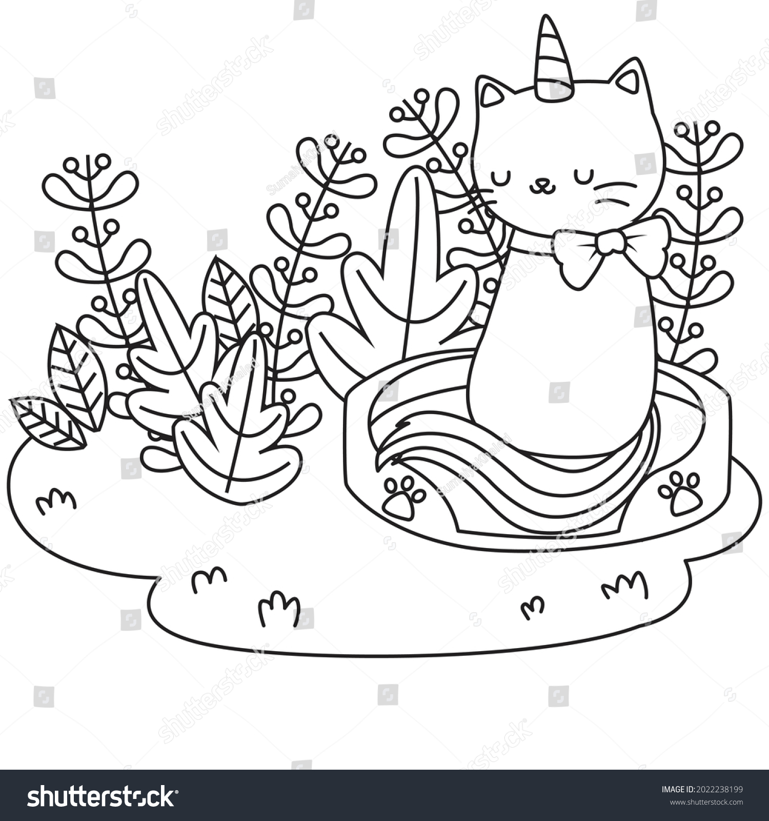 hd printable caticorn cat unicorn coloring stock vector royalty free 2022238199 shutterstock