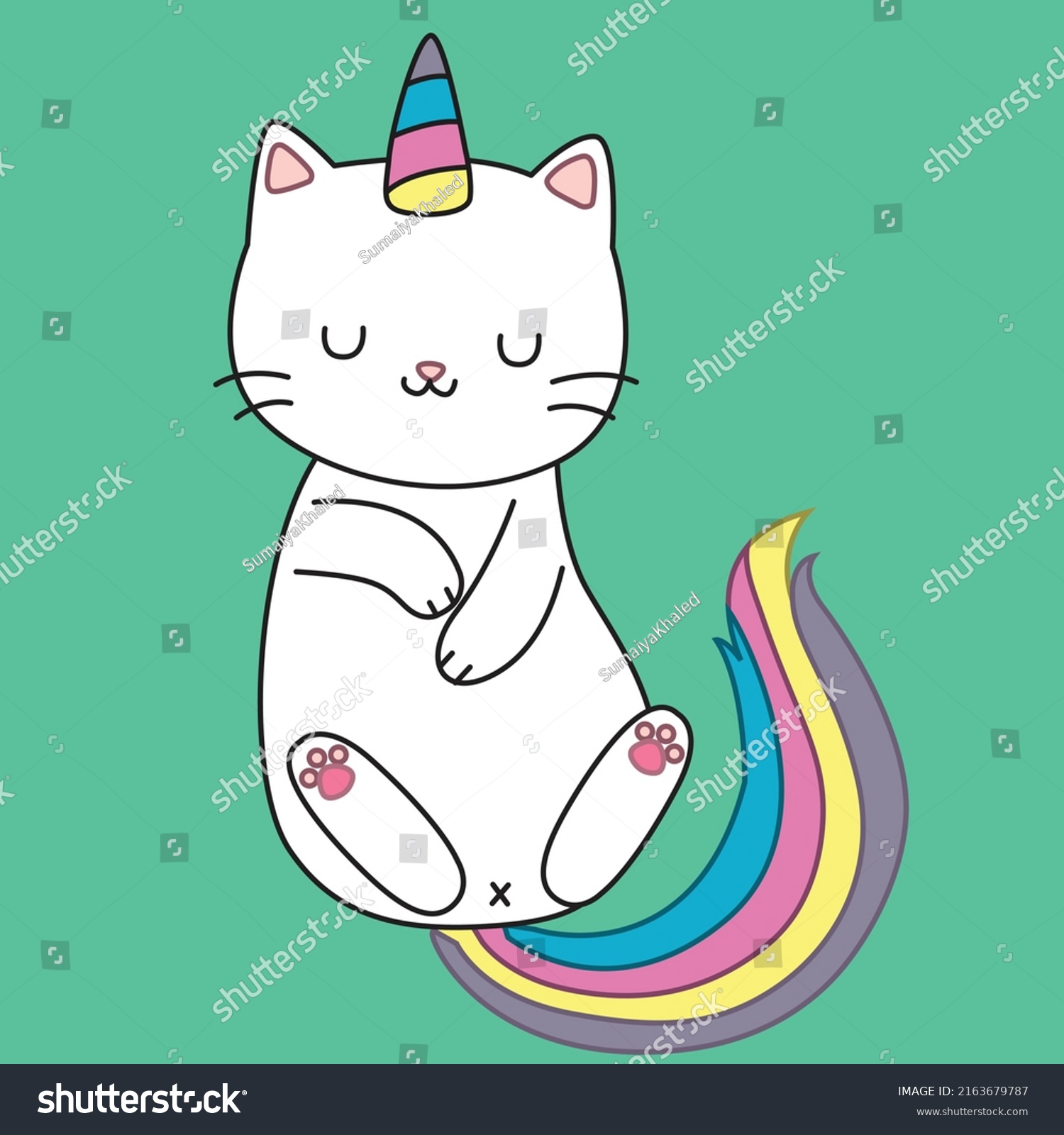 Hd Printable Caticorn Cat Unicorn Anime Stock Vector (Royalty Free ...