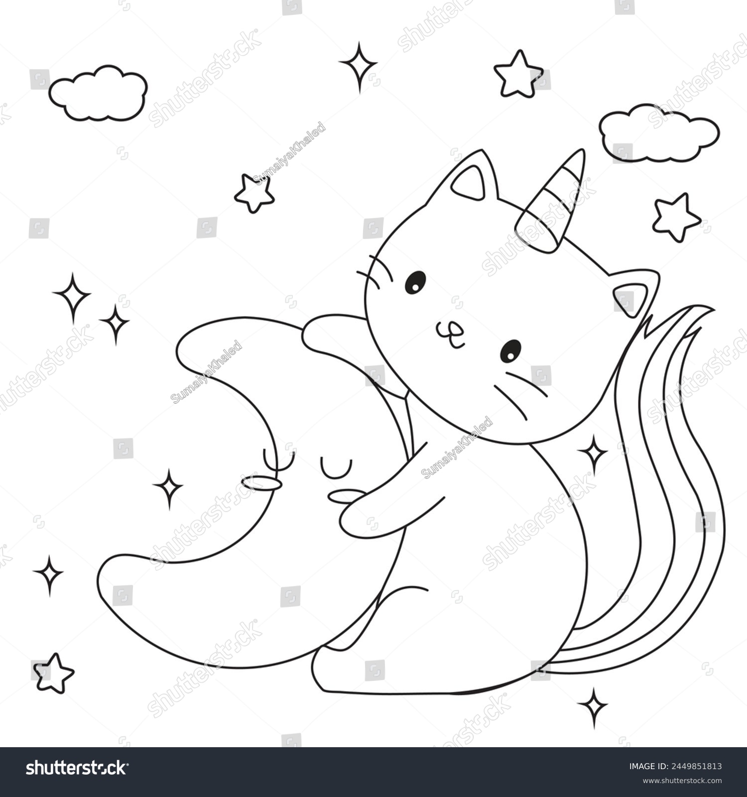 SVG of HD printable caticorn and cat unicorn or anime cat coloring pages for children kids and adults. Children coloring pages, caticorn coloring pages, learning for kids. Cat Vector svg